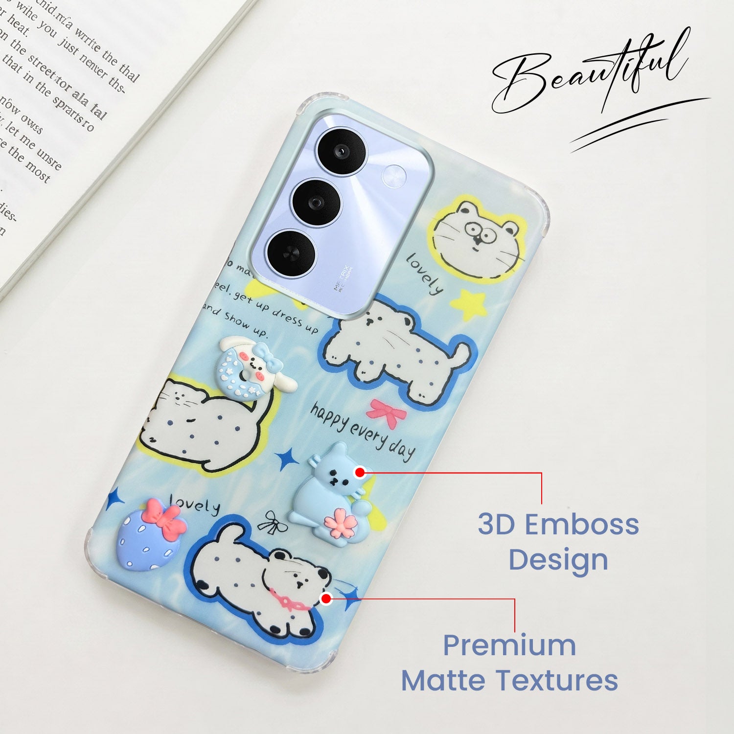 For Realme C83 5G Back Cover Case (3D Cute Cartoons | Hard Back Side Soft | Matte Premium Finish | HD Printing)