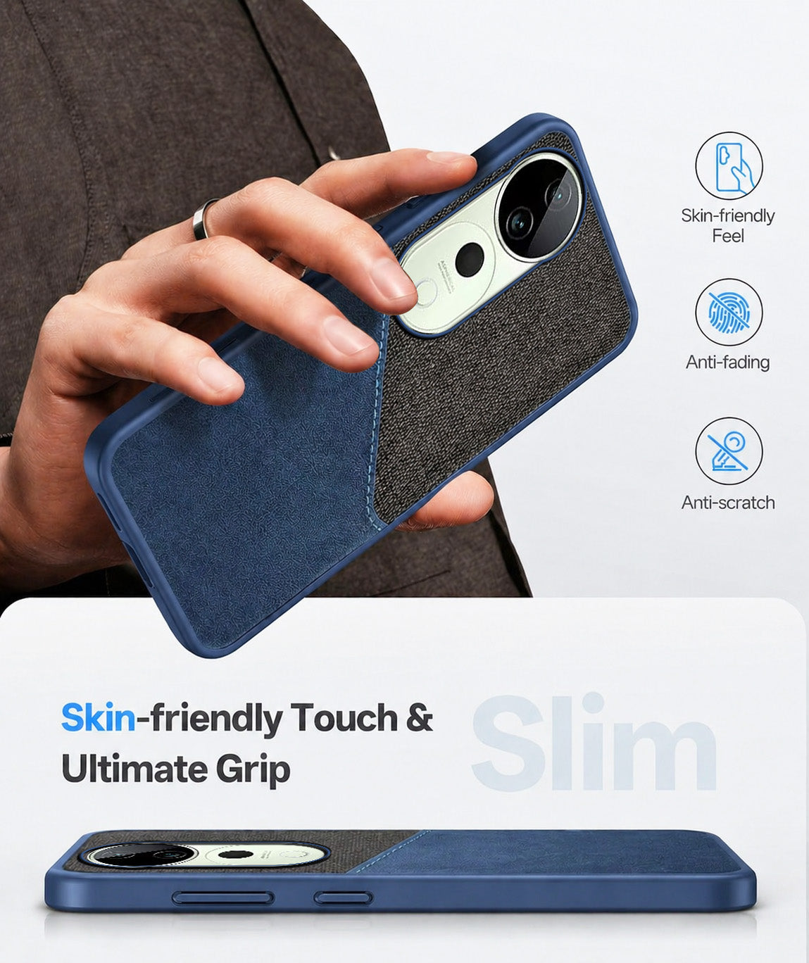 For Vivo T3 Ultra Back Cover Case (Dual PU Leather Stitch | Professional Minimalist | Soft and Flexible)