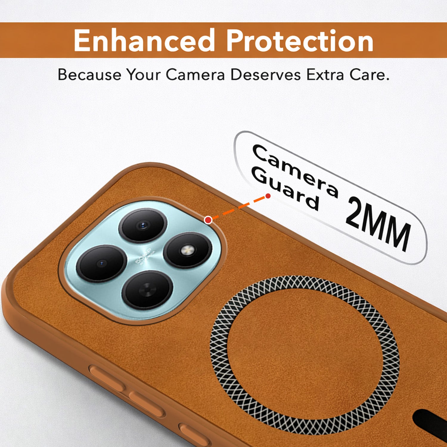 For Poco M8 5G Back Cover Case Leather Finish (MagSafe Compatible Wireless Charging | Soft Touch | Camera Bump Protection)