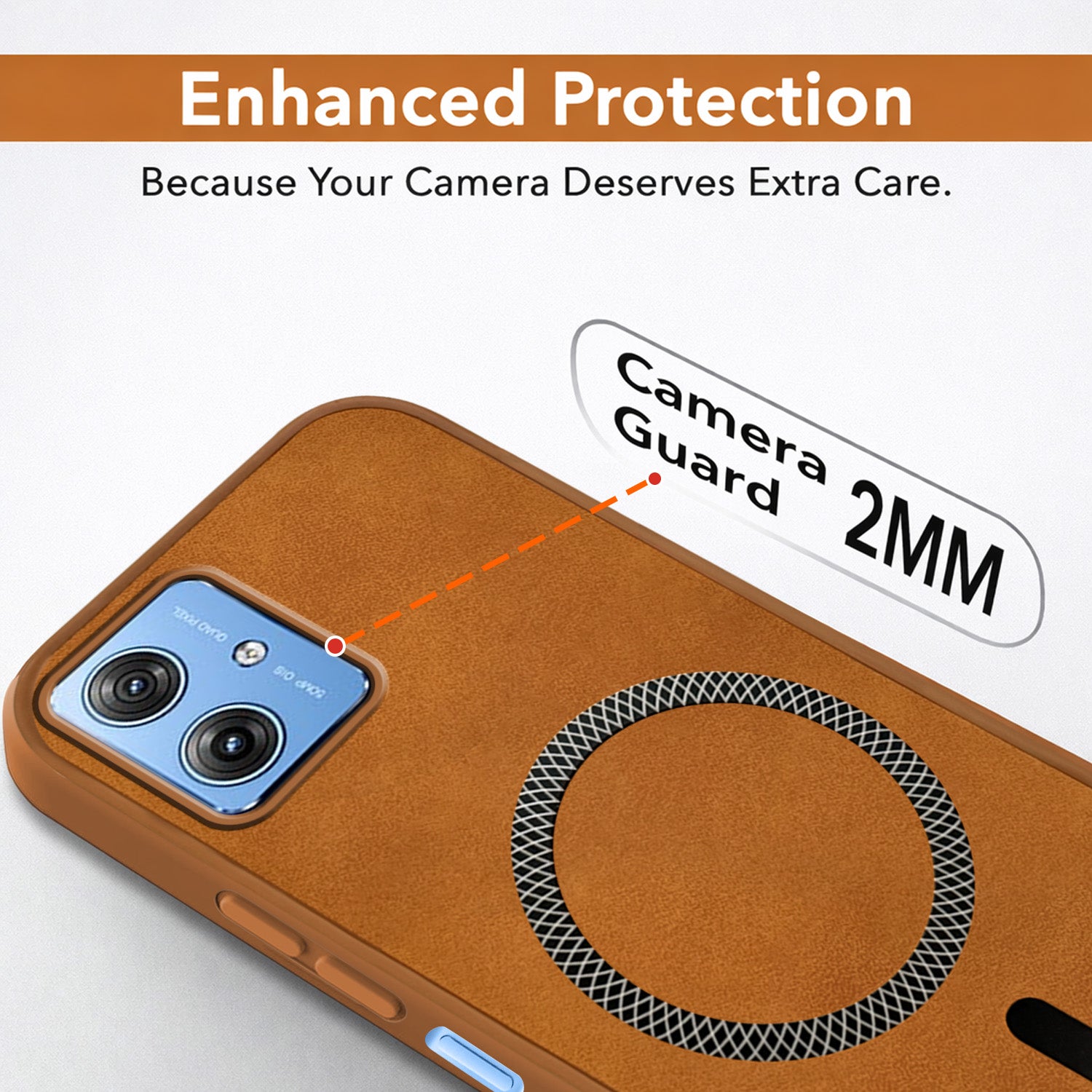 For Motorola Moto G64 5G Back Cover Case Leather Finish (MagSafe Compatible Wireless Charging | Soft Touch | Camera Bump Protection)