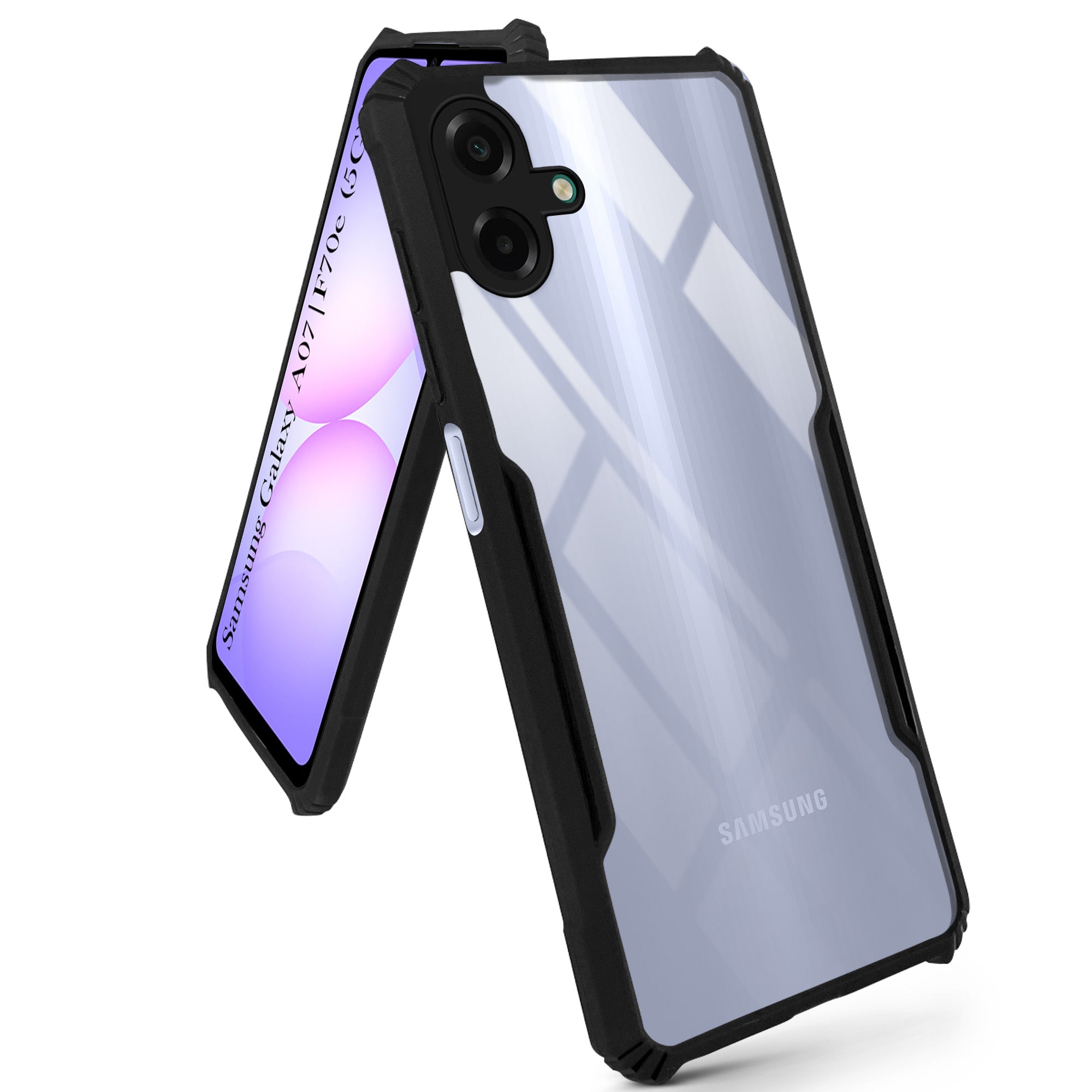For Samsung Galaxy A07 | F70e 5G Back Cover Case (Shockproof with Polycarbonate Clear Panel | Professional Black)