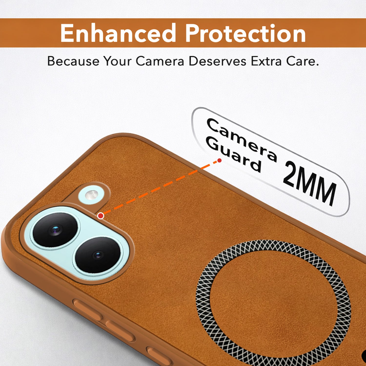 For Poco X8 Pro Back Cover Case Leather Finish (MagSafe Compatible Wireless Charging | Soft Touch | Camera Bump Protection)