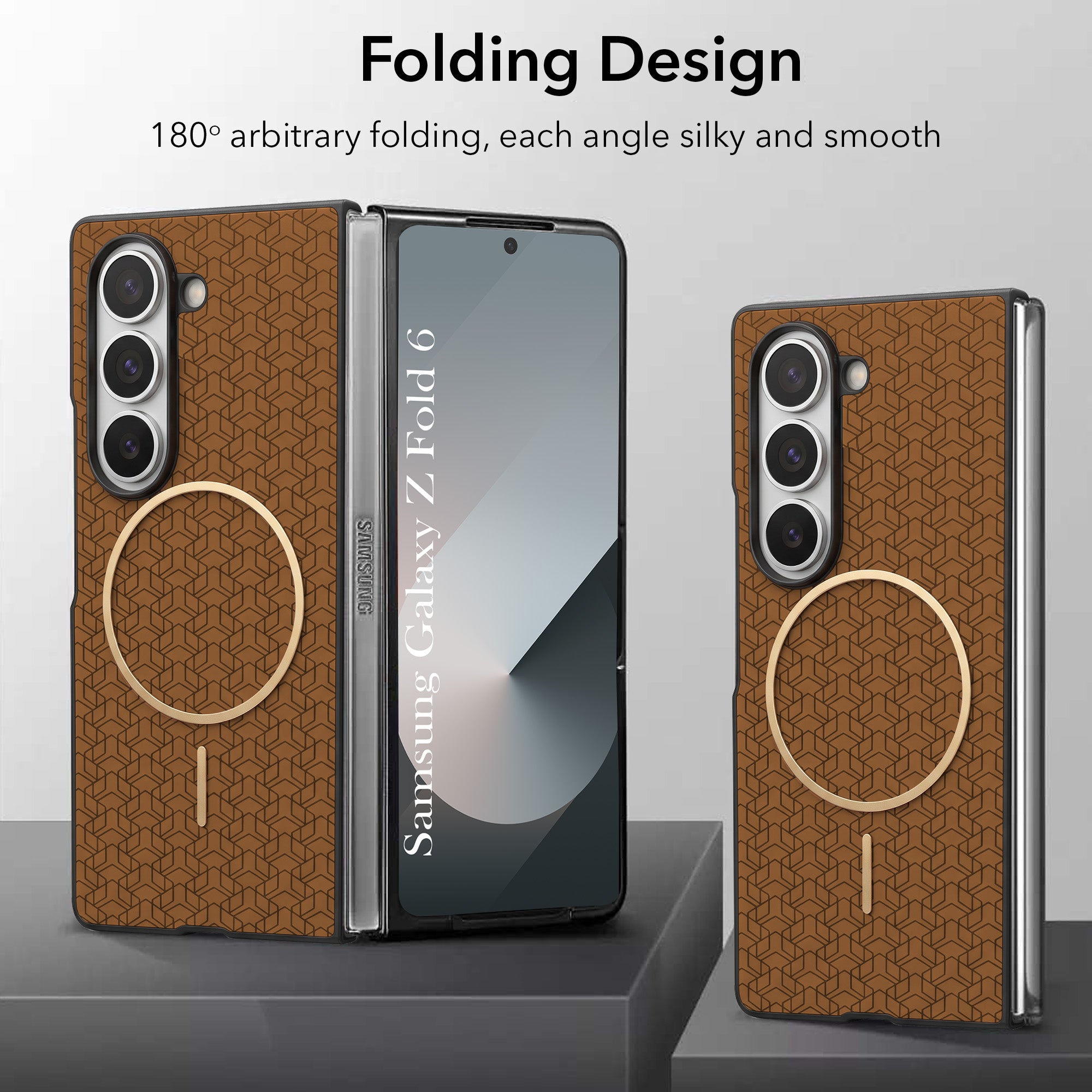 For Samsung Galaxy Z Fold 6 Back Cover Case Leather Finish (MagSafe Wireless Charging Compatible | Inside Microfiber Cloth)