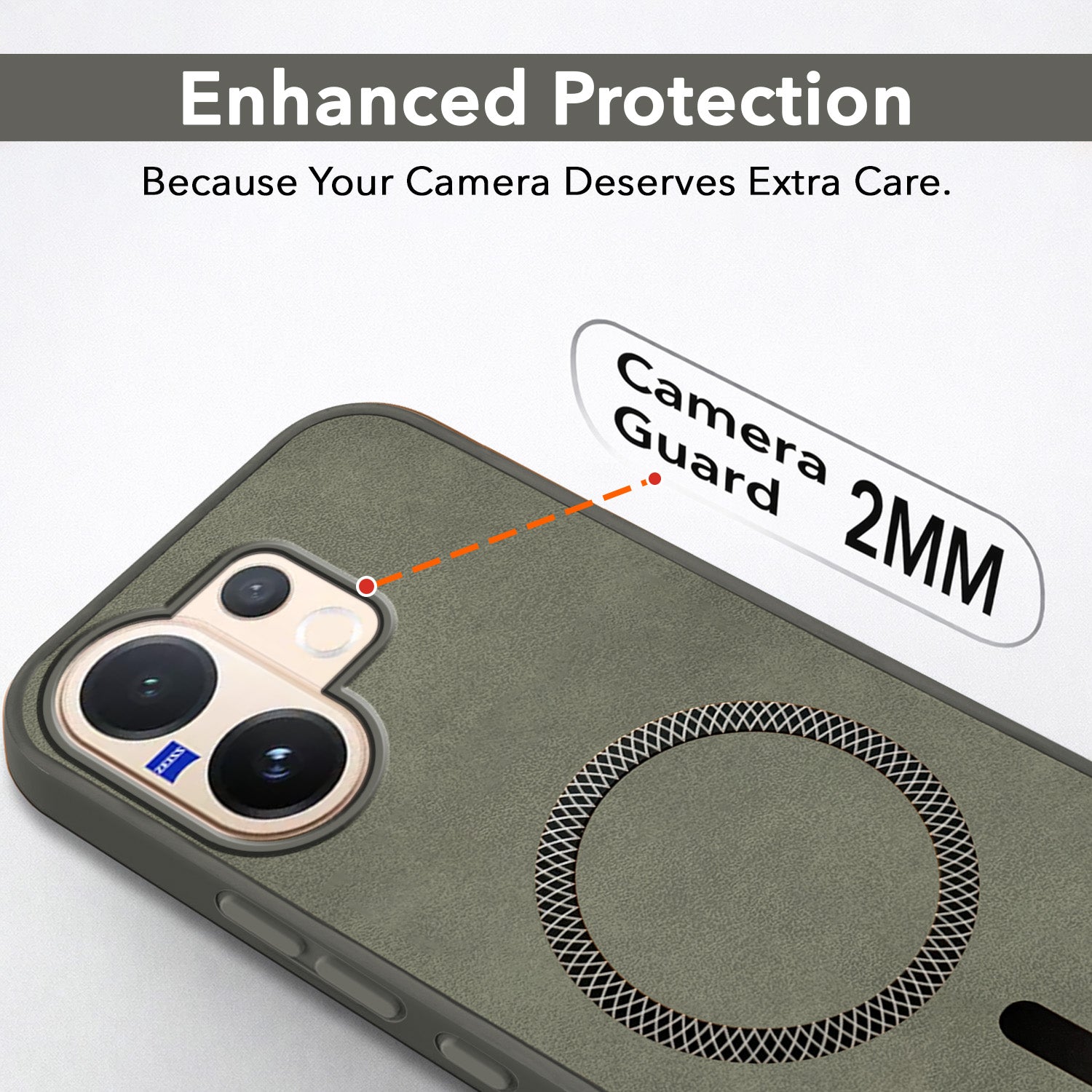 For Vivo V60 | Vivo T4 Pro Back Cover Case Leather Finish (MagSafe Compatible Wireless Charging | Soft Touch | Camera Bump Protection)