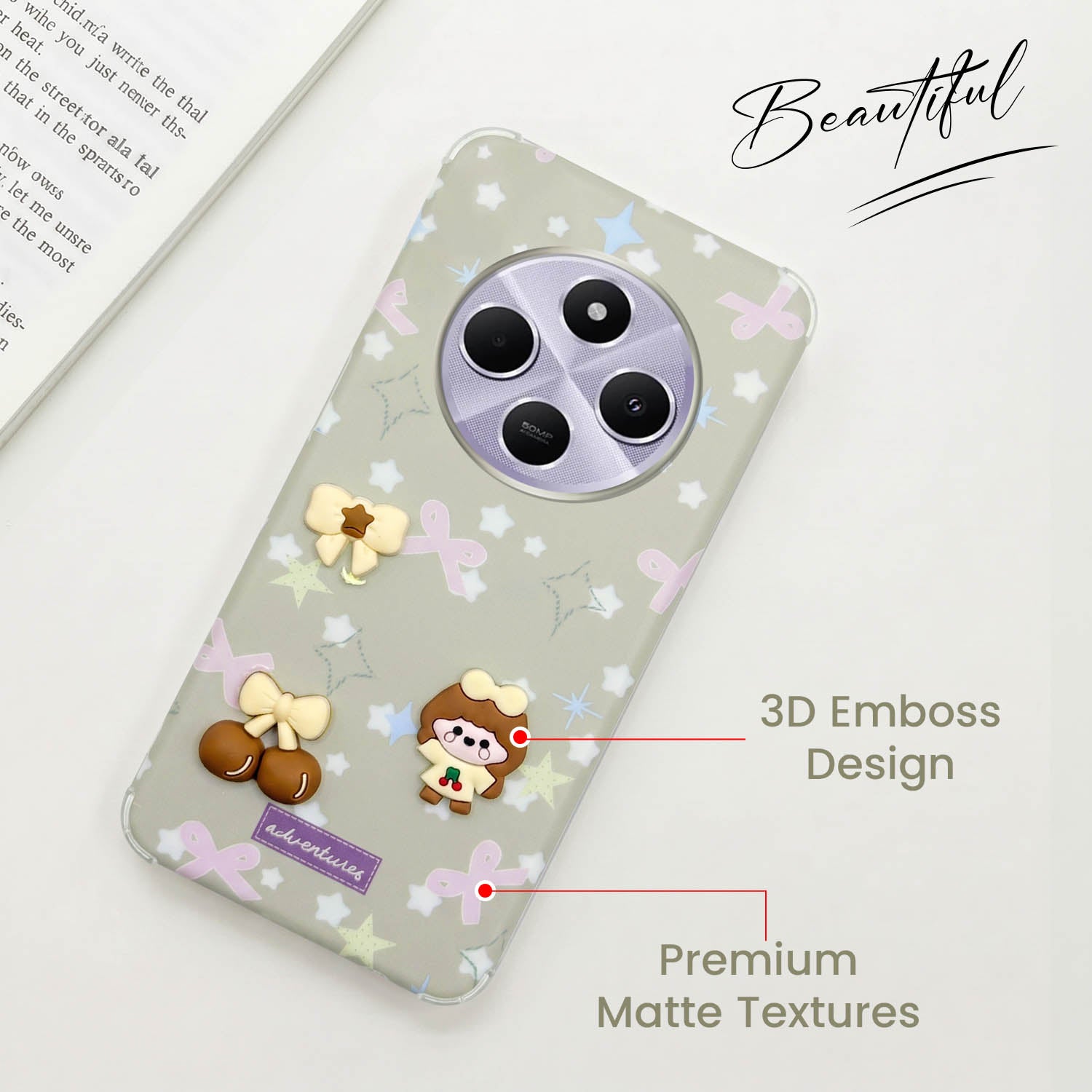For Redmi A4 5G | Xiaomi Redmi 14C Back Cover Case (3D Cute Cartoons | Hard Back Side Soft | Matte Premium Finish | HD Printing)