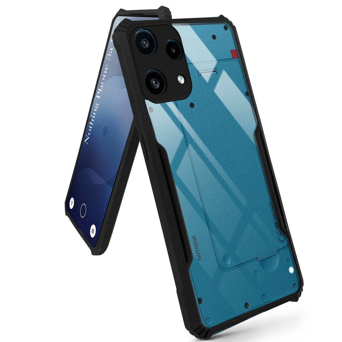 For Nothing Phone 3A Lite Back Cover Case Hybrid (Shockproof with Polycarbonate Clear Panel | Professional Black)