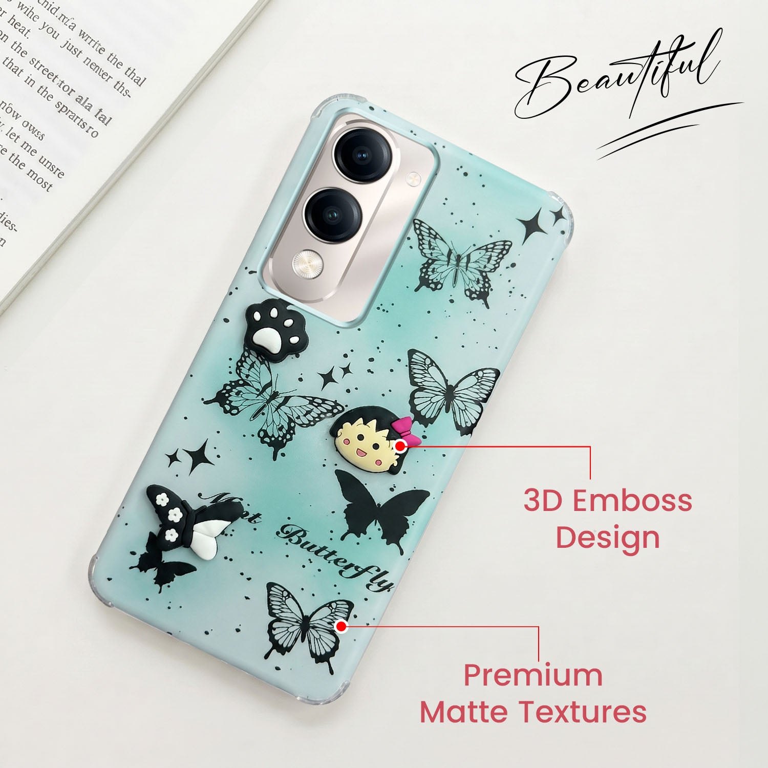 For Vivo Y19 | Vivo Y19e | Vivo T4 Lite Back Cover Case (3D Cute Cartoons | Hard Back Side Soft | Matte Premium Finish | HD Printing)