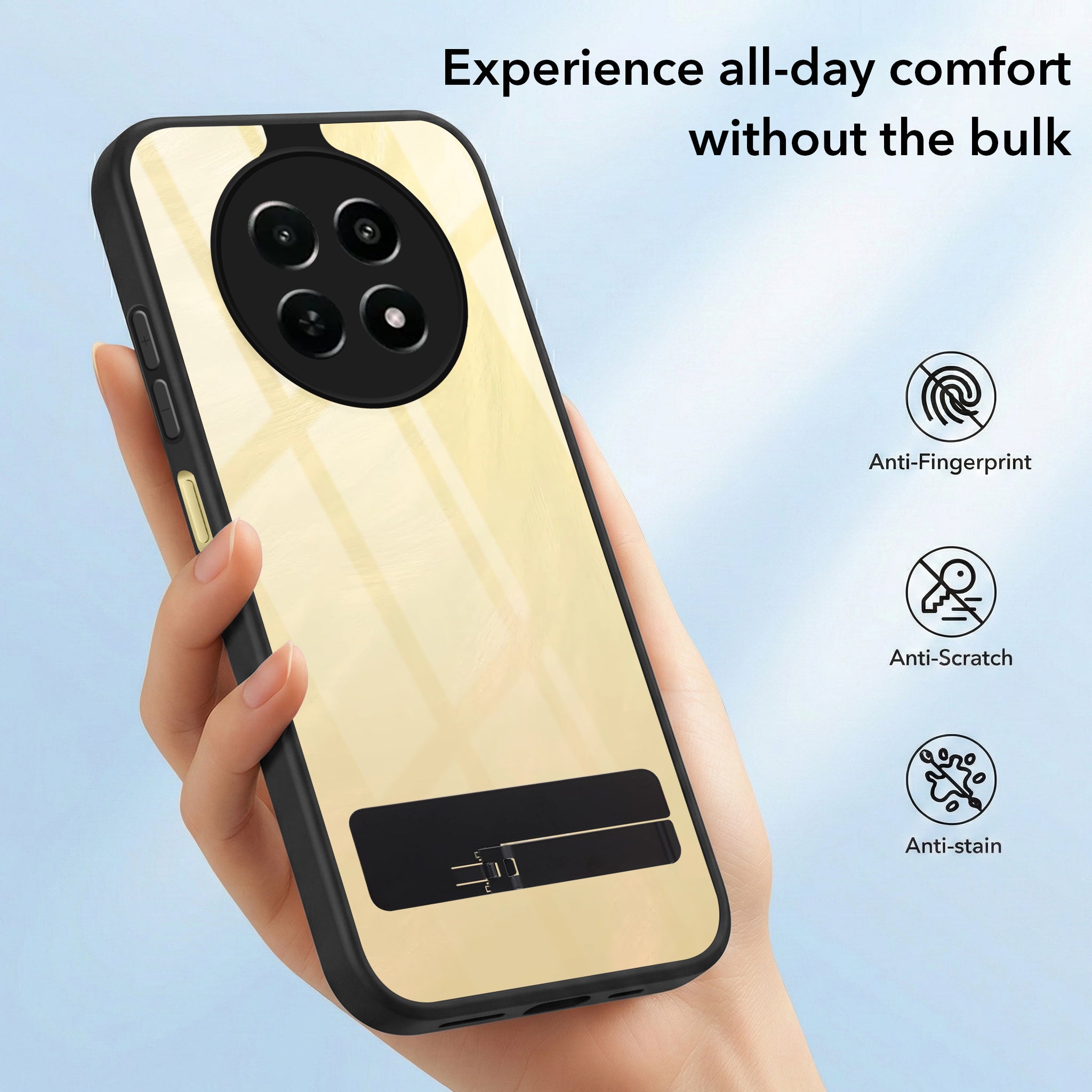For Realme Narzo N65 5G Back Cover Case (Built-in Stand | Lifetime Anti Yellow | Kickstand Shockproof | Camera Protection | MagSafe Compatible)