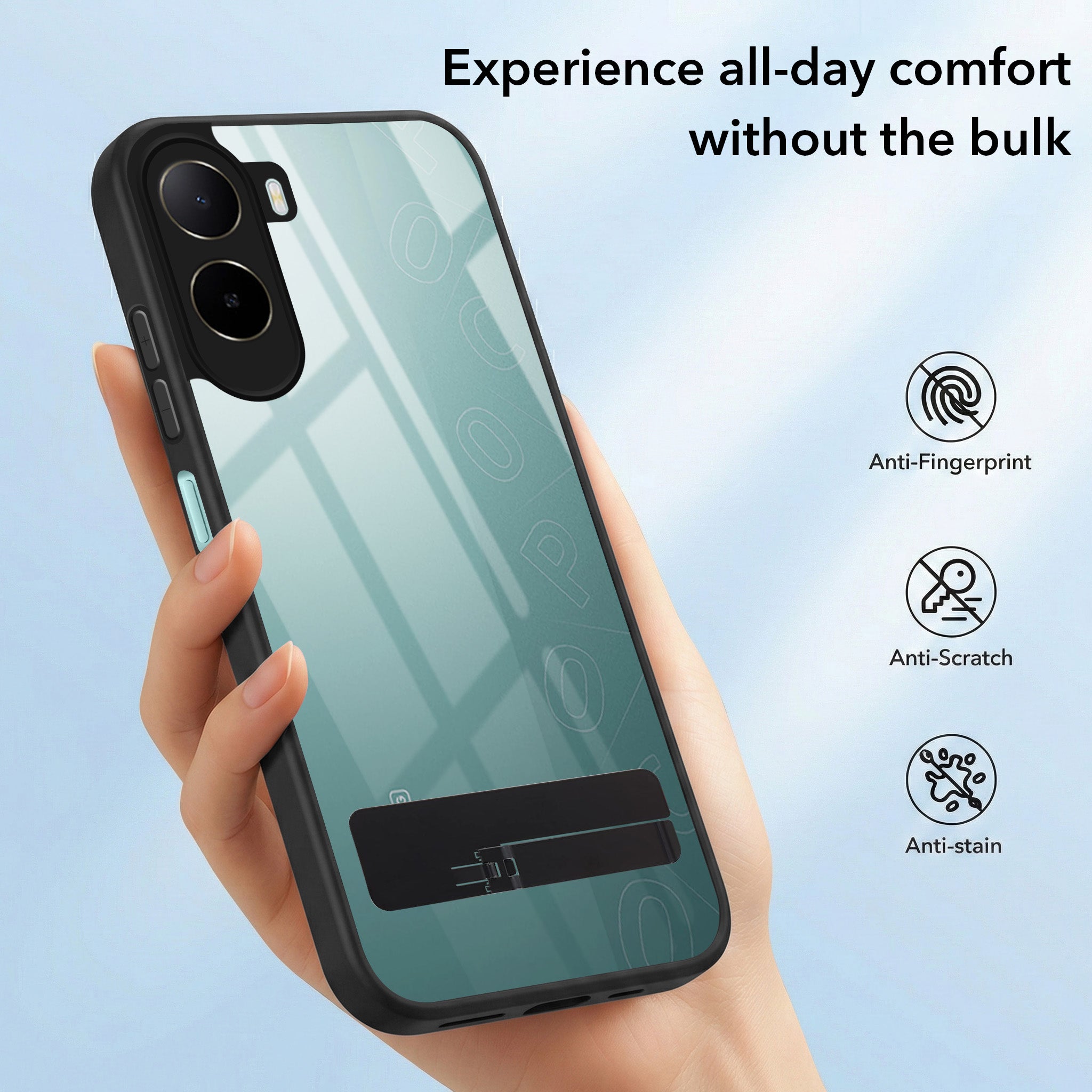 For Poco C85x 5G Back Cover Case (Built-in Stand | Lifetime Anti Yellow | Kickstand Shockproof | Camera Protection | MagSafe Compatible)
