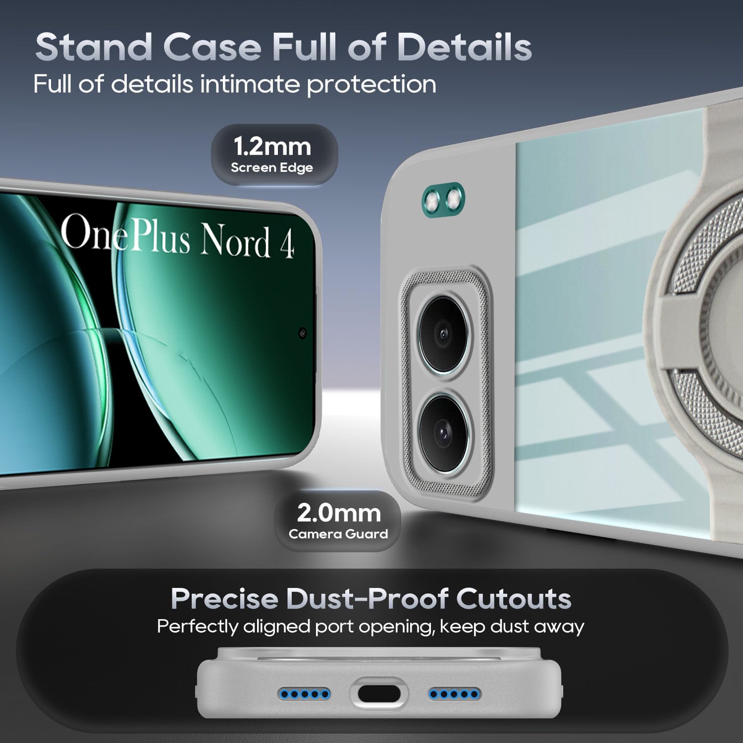 For Oneplus Nord 4 Back Cover Case with stand (Built-in Ring Holder Kickstand | Lifetime Anti Yellow | Camera Protection)