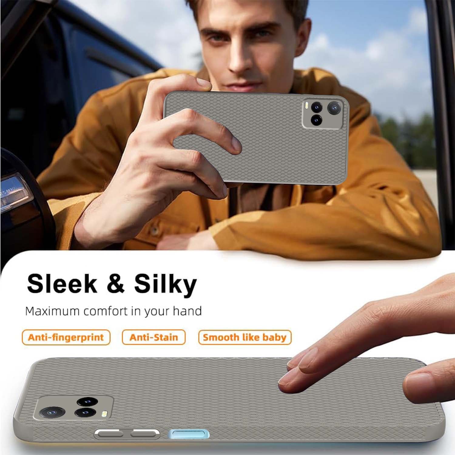 For Vivo T1x 4G  Back Cover Case (Liquid Silicone | Side Grip | Camera Protection)