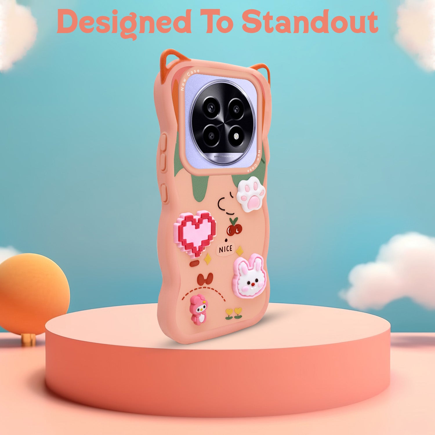 For Realme 13 Pro | Realme 13 Pro Plus 5G Back Case Cover Strap(3D embossed Figures | Strap Holder | 360* Soft Cushion with Camera Bump)