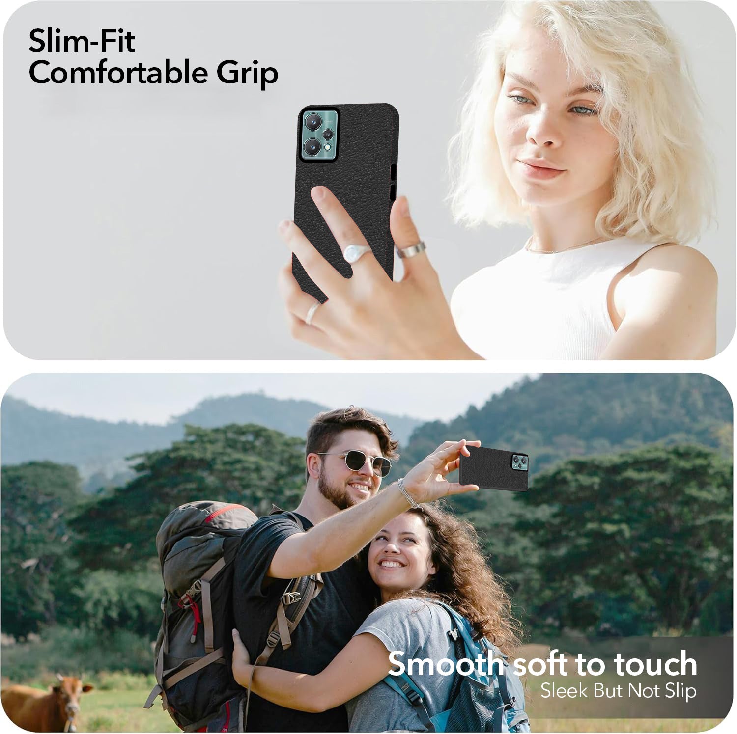 For Realme 9 Pro Back Cover Case (Glass Like Camera Protection | Leather Feel | Minimalist Professional Grip)