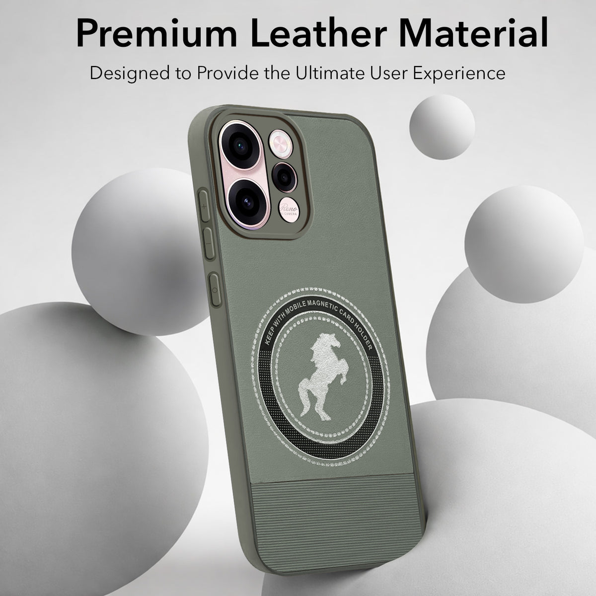 For Oppo Reno 15c Back Cover Case PU Leather Finish (Professional Minimalist Texture | MagSafe Compatile | Camera Protection | Sleek Sober Formal)