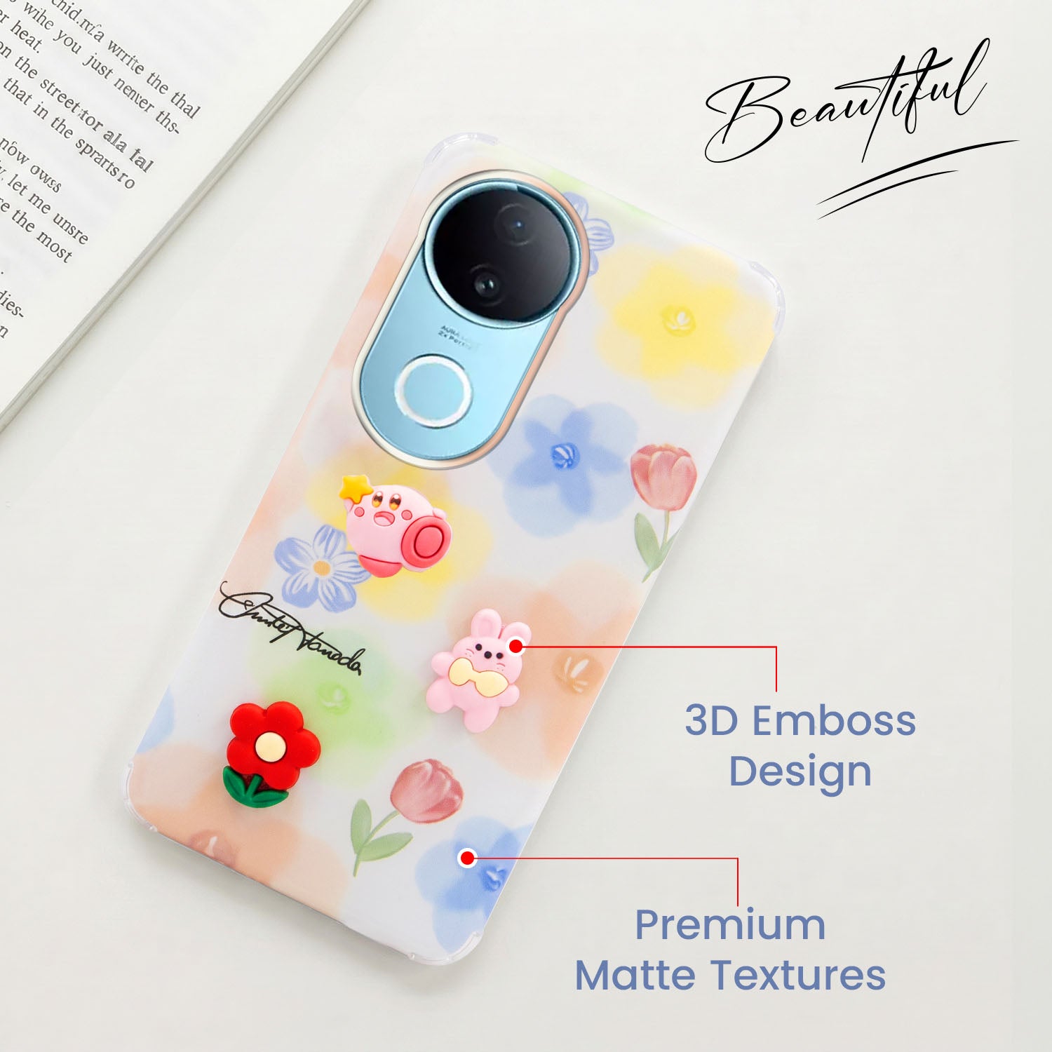 For Vivo iQOO Z10R Back Cover Case (3D Cute Cartoons | Hard Back Side Soft | Matte Premium Finish | HD Printing)
