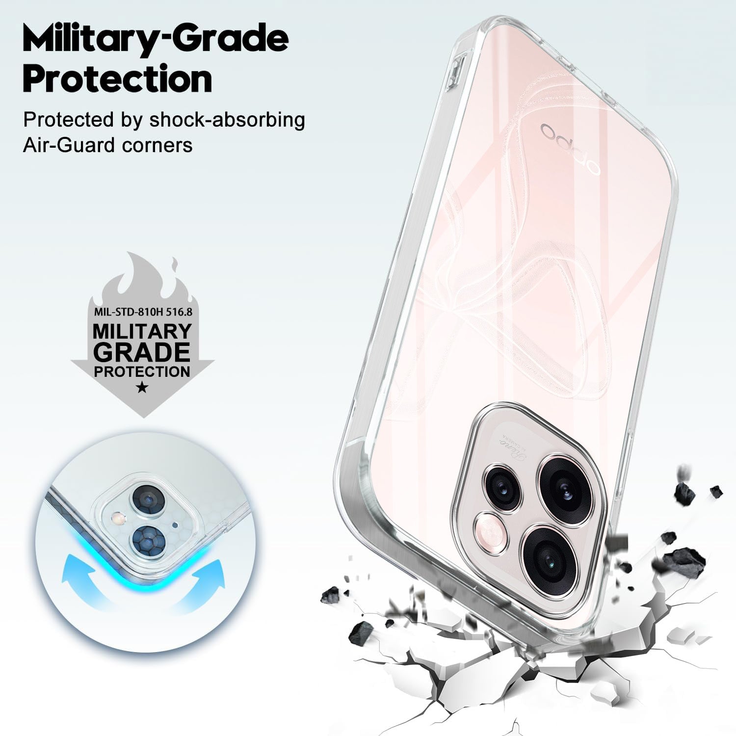 For Oppo Reno15 Pro Mini 5G | Oppo Reno 15 Pro Mini 5G Back Cover Case Silicone (Clear Shockproof Case with Camera Protection | Soft and Flexible | Transparent)