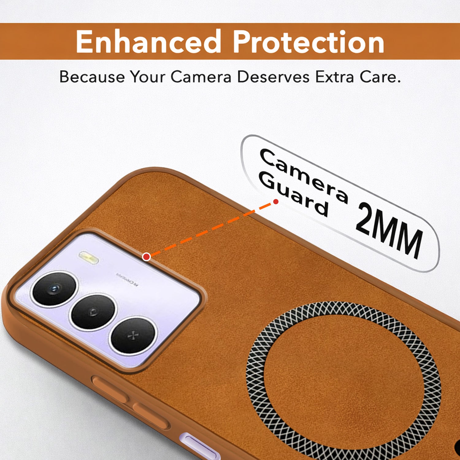 For Realme Narzo 80 Lite 5G Back Cover Case Leather Finish (MagSafe Compatible Wireless Charging | Soft Touch | Camera Bump Protection)