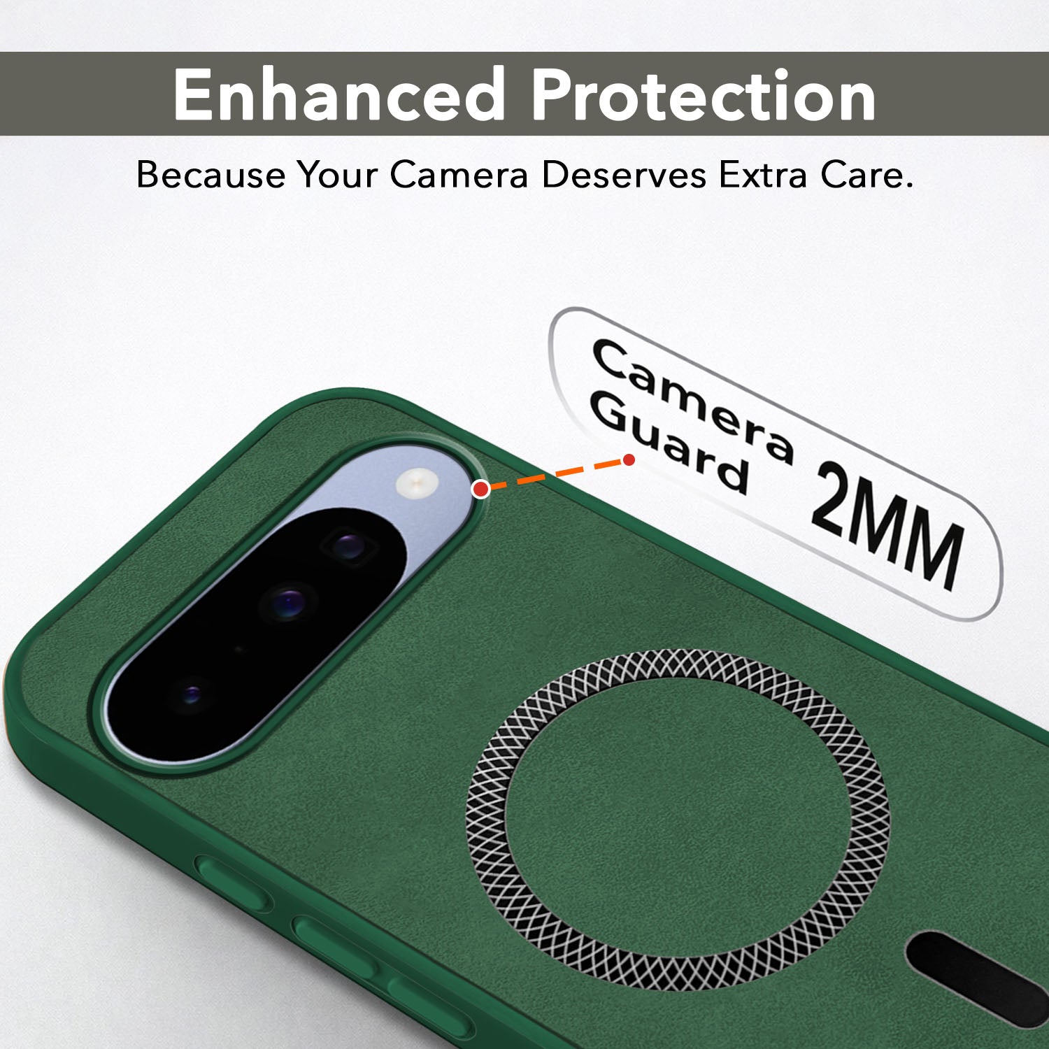 For Google Pixel 10 Back Cover Case Leather Finish (MagSafe Compatible Wireless Charging | Soft Touch | Camera Bump Protection)