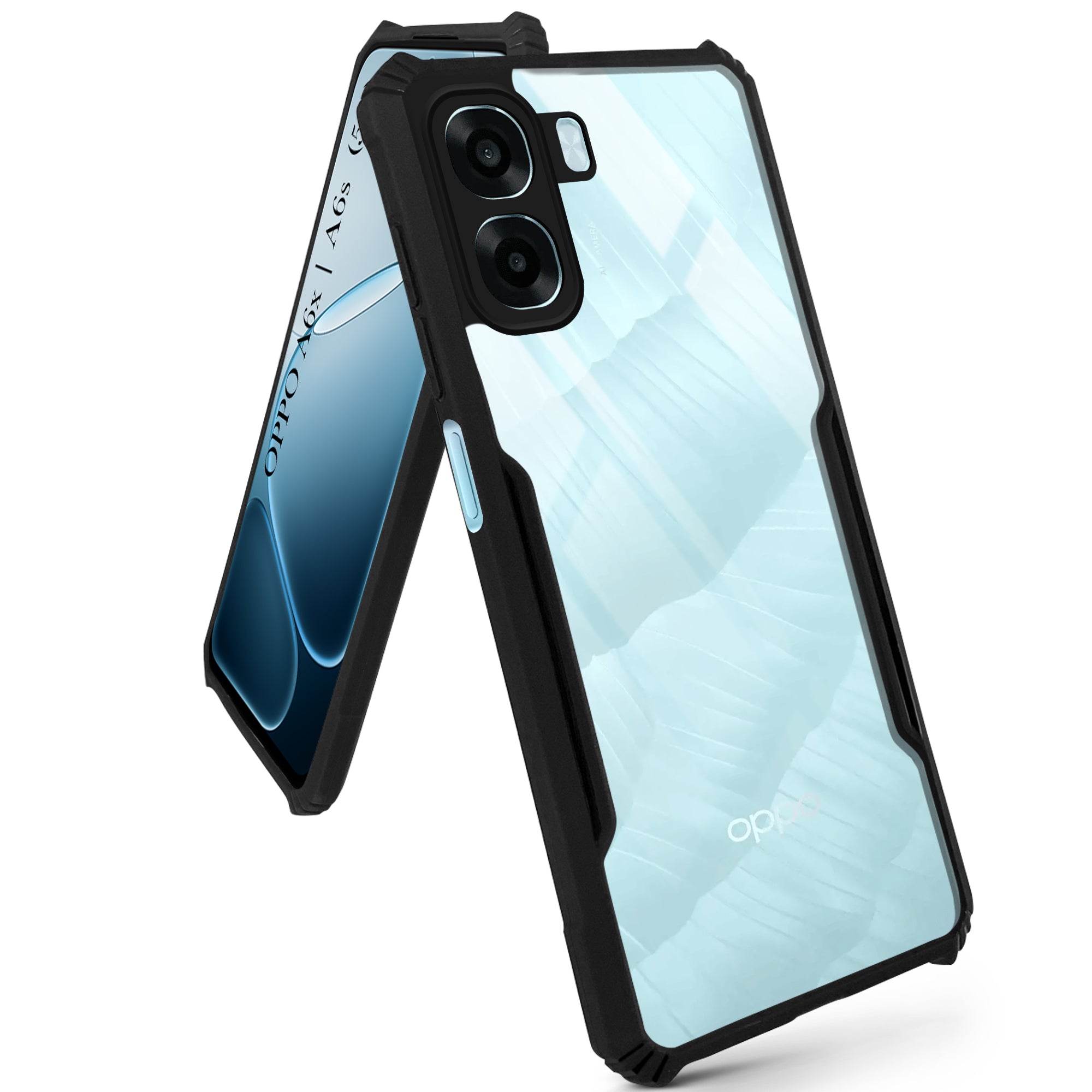 For Oppo A6X | Oppo A6S Back Cover Case Hybrid (Shockproof with Polycarbonate Clear Panel | Professional Black)