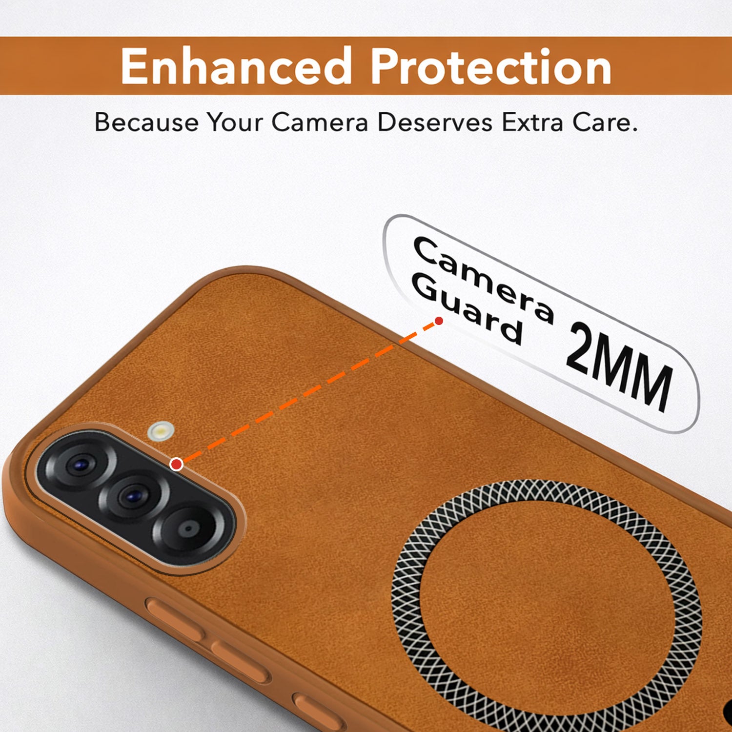 For Samsung Galaxy M56 | Samsung Galaxy F56 Back Cover Case Leather Finish (MagSafe Compatible Wireless Charging | Soft Touch | Camera Bump Protection)