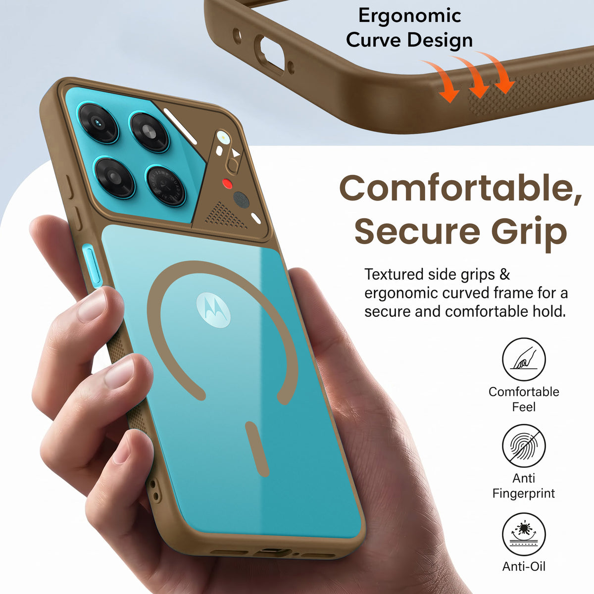 For Motorola Moto G37 Power Back Cover Case Lifetime Anti-Yellow Clear (Camera Protection | Side Grip | Wireless MagSafe Compatible)