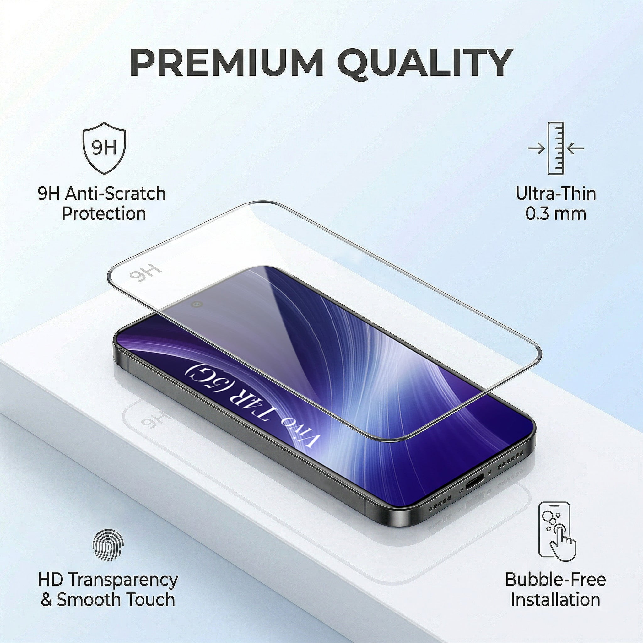 For Vivo T4R Combo with Back Cover and 9H Tempered Glass (Lifetime Anti-Yellow | Crystal Clear Shockproof | Oleophobic Coating Screen Glass)