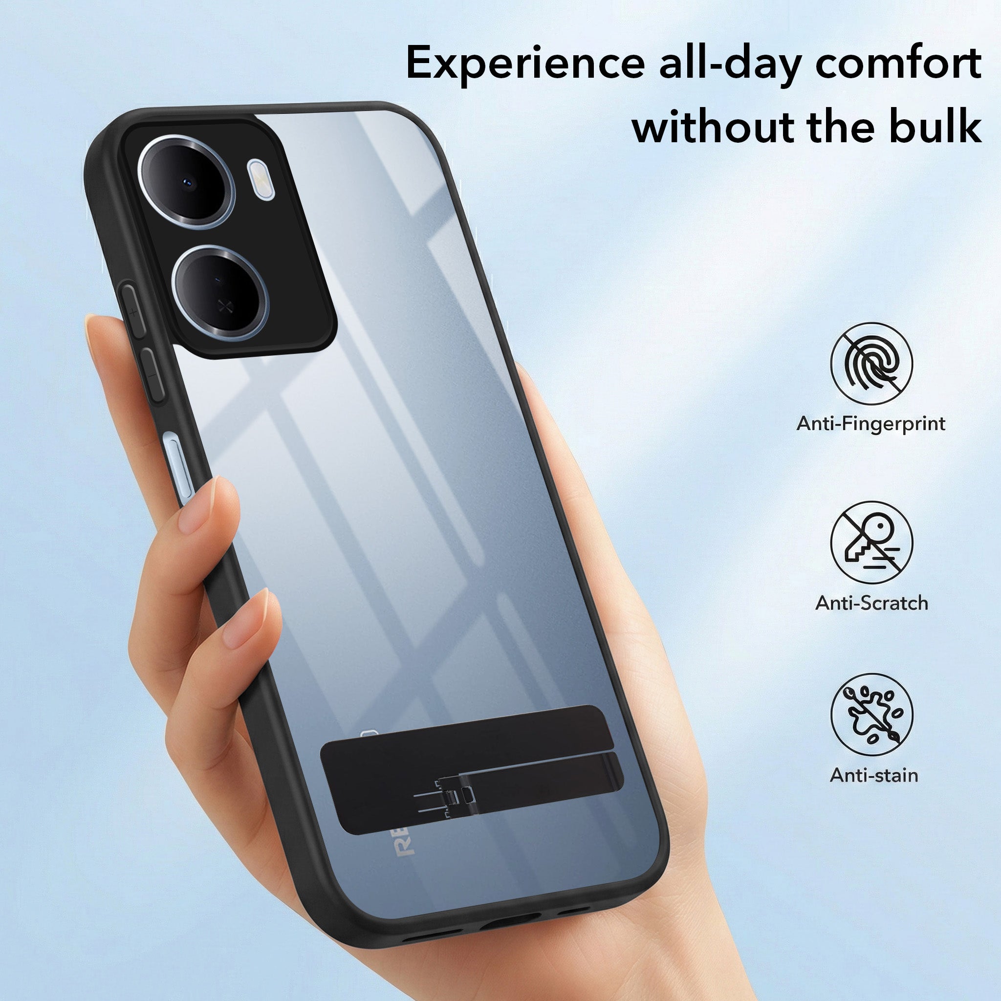 For Redmi 15A 5G Back Cover Case (Built-in Stand | Lifetime Anti Yellow | Kickstand Shockproof | Camera Protection | MagSafe Compatible)