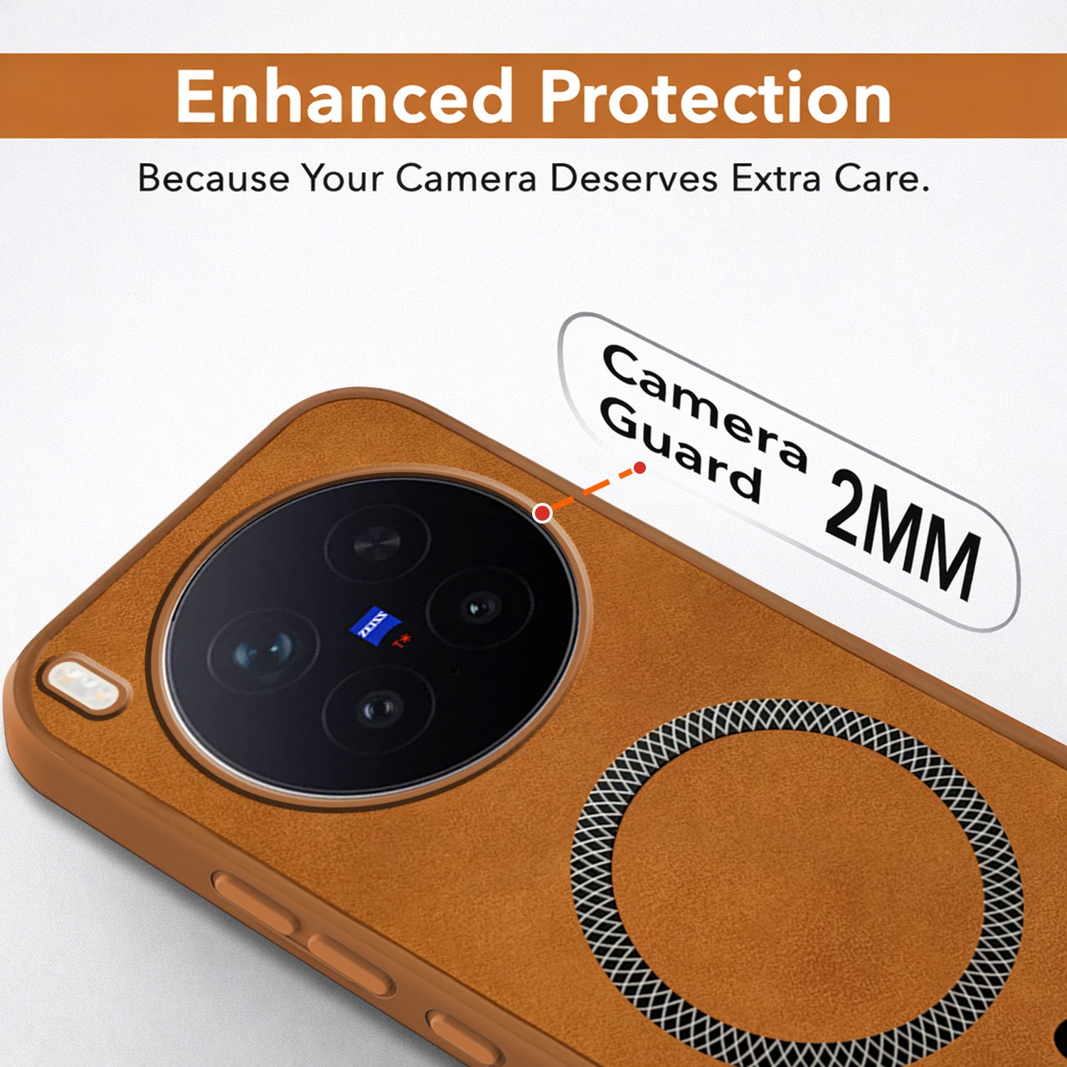 For Vivo X300 Pro Back Cover Case Leather Finish (MagSafe Compatible Wireless Charging | Soft Touch | Camera Bump Protection)