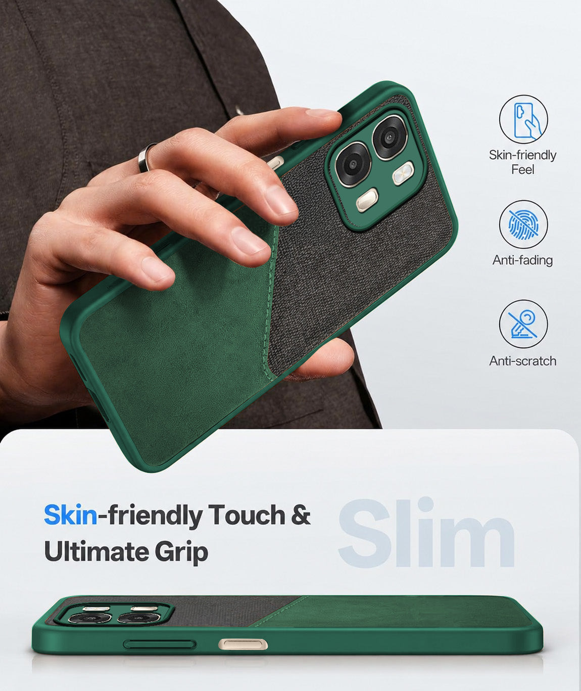 For Oppo A6 Pro Back Cover Case (Dual PU Leather Stitch | Professional Minimalist | Soft and Flexible)
