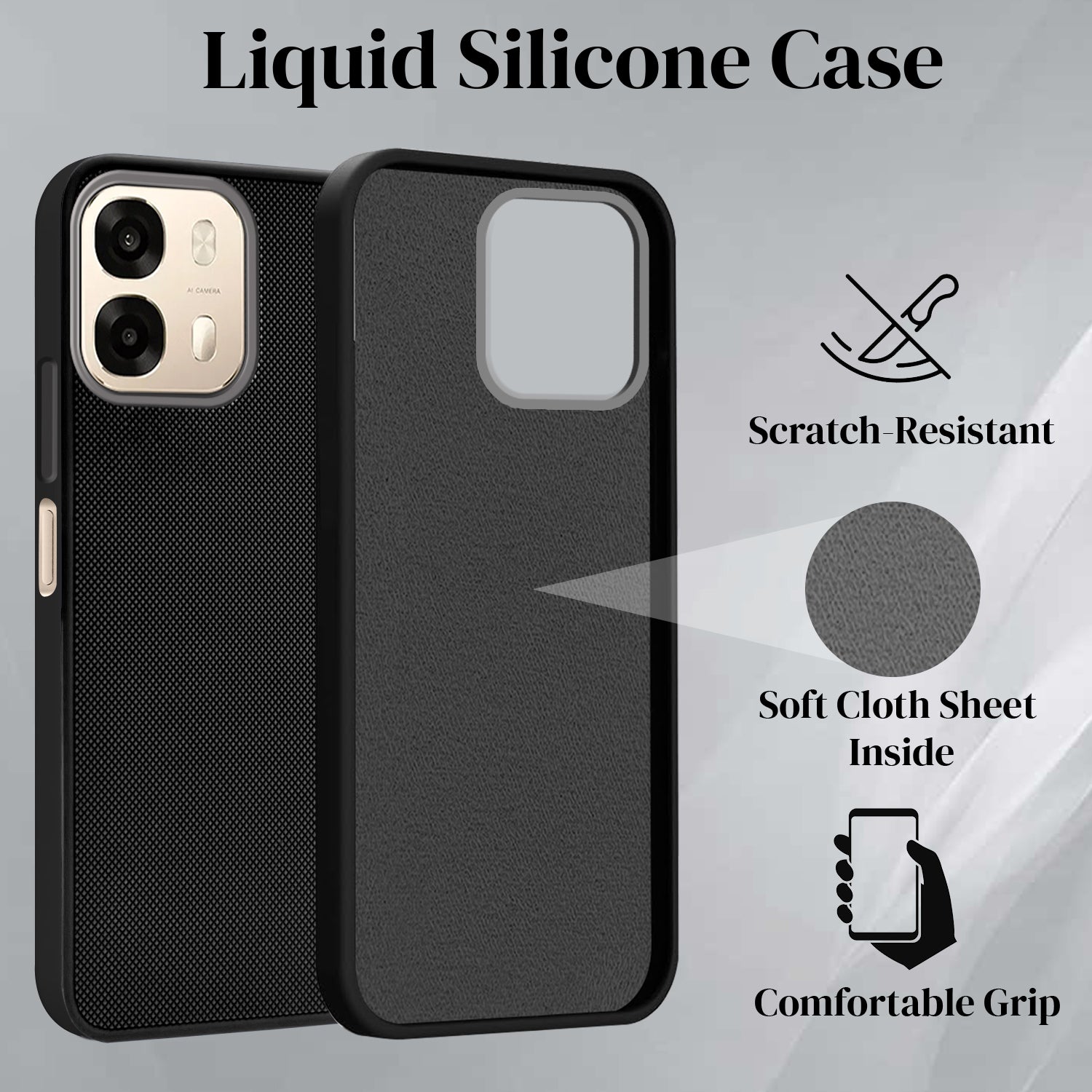 For Oppo A6 Pro Back Cover Case Rubberised (Textured Grip Design | Micro-Fiber Cloth Inside | Slim and Light Weight | Soft Touch and Feel)