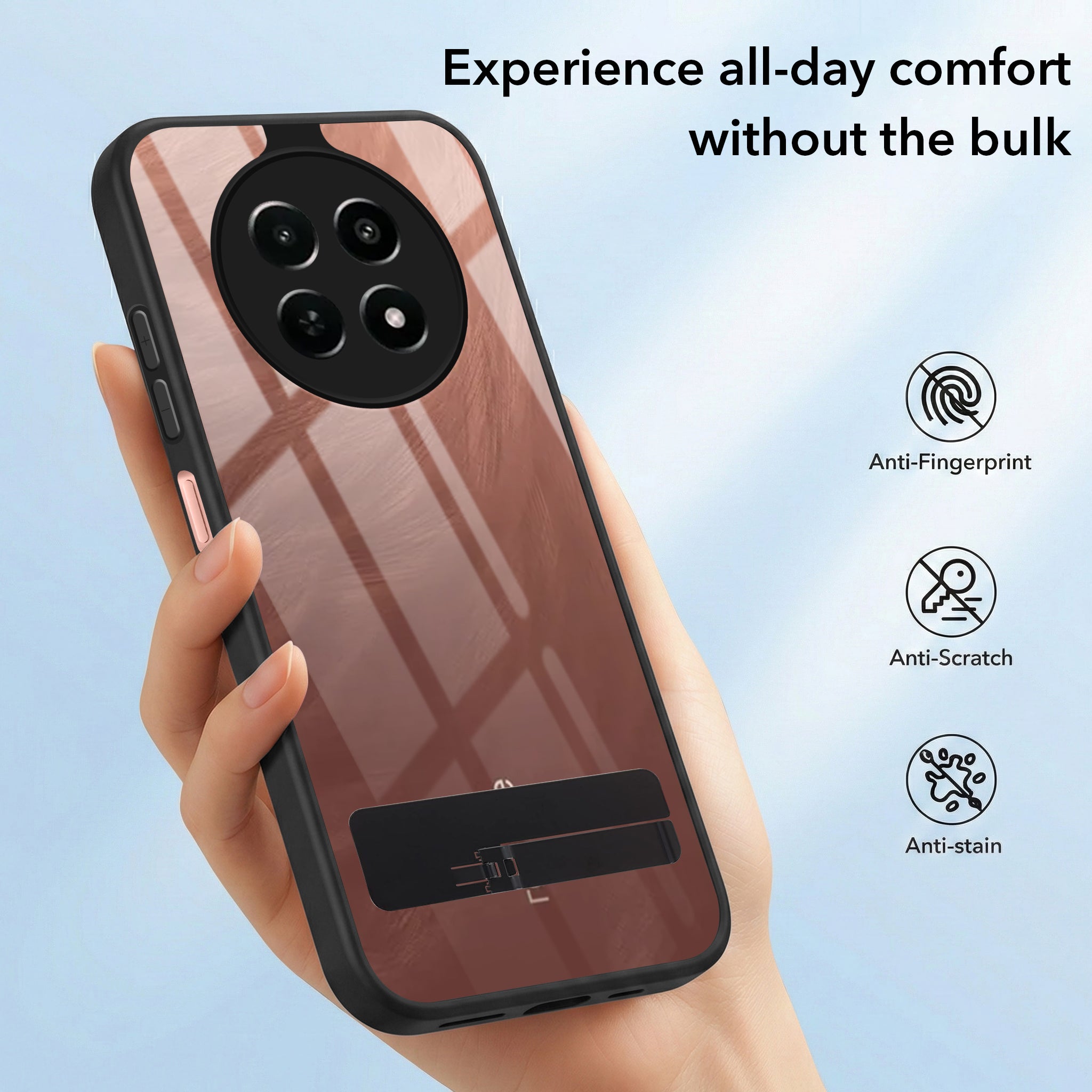 For Realme C65 5G Back Cover Case (Built-in Stand | Lifetime Anti Yellow | Kickstand Shockproof | Camera Protection | MagSafe Compatible)