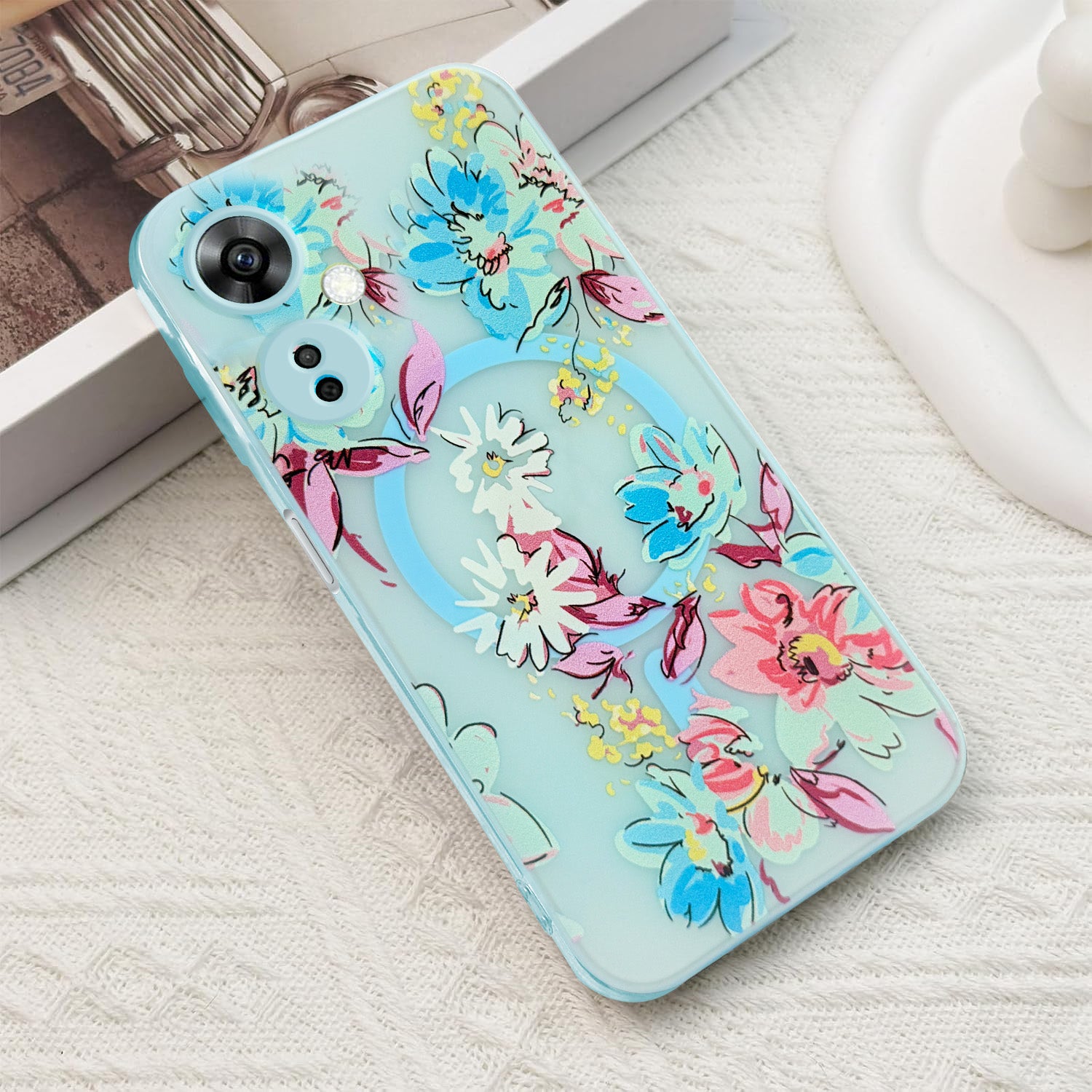 SEAHAI Case For OnePlus Nord 3 5G, Ultra Thin Soft Silicone Clear Back TPU Bumper Shockproof Cover Fashion Flowers Graphic Colorful Skin Slim Case