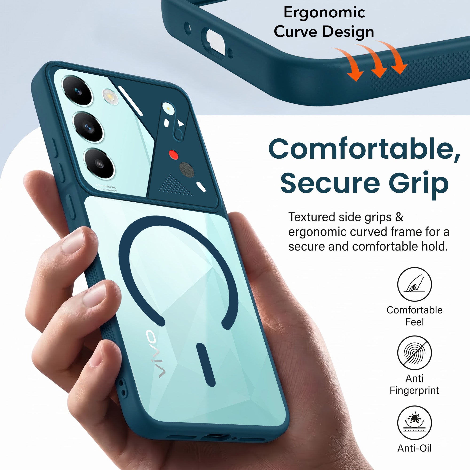 For Vivo T3 5G Back Cover Case Lifetime Anti-Yellow Clear (Camera Protection | Side Grip | Wireless MagSafe Compatible)