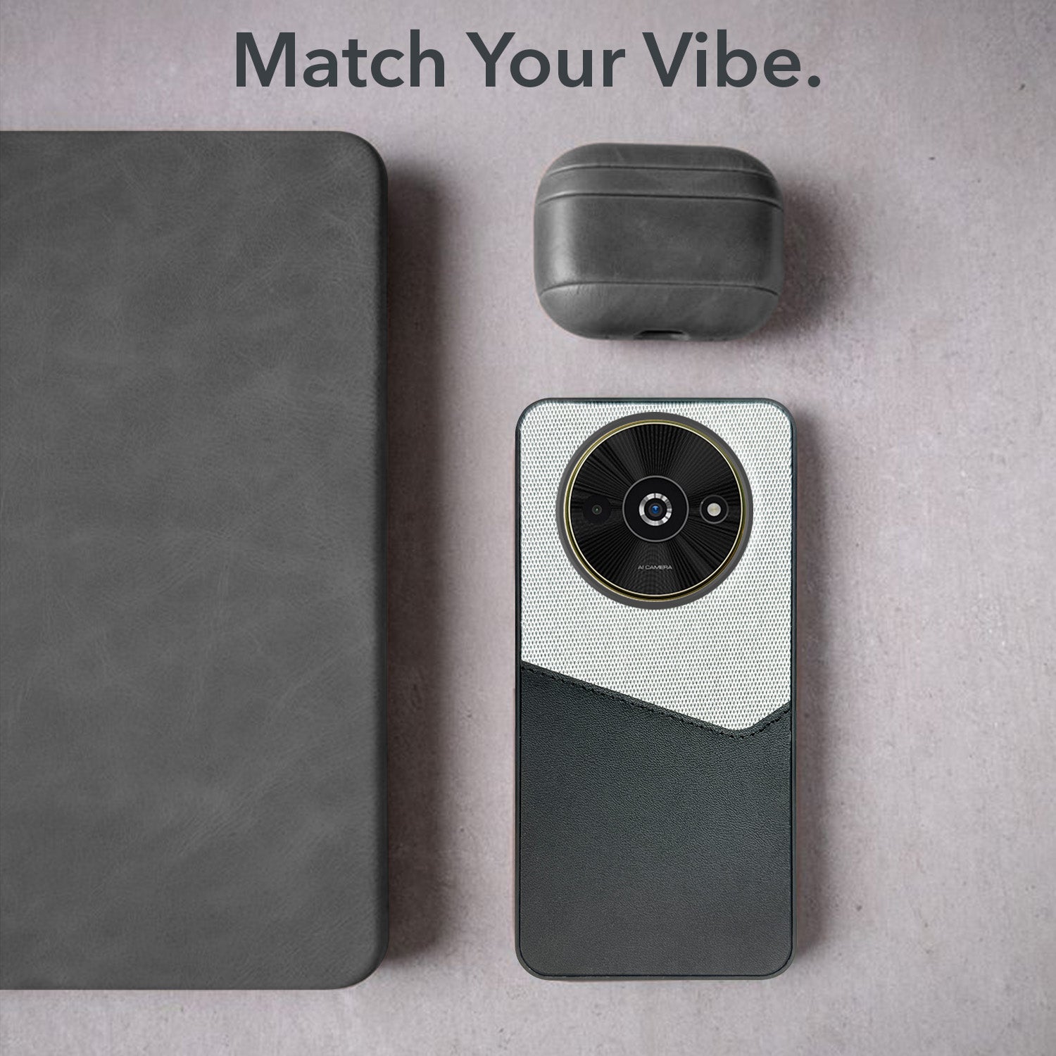 For Xiaomi Poco C61 Back Cover Case (Dual PU Leather Stitch | Professional Minimalist | Soft and Flexible)