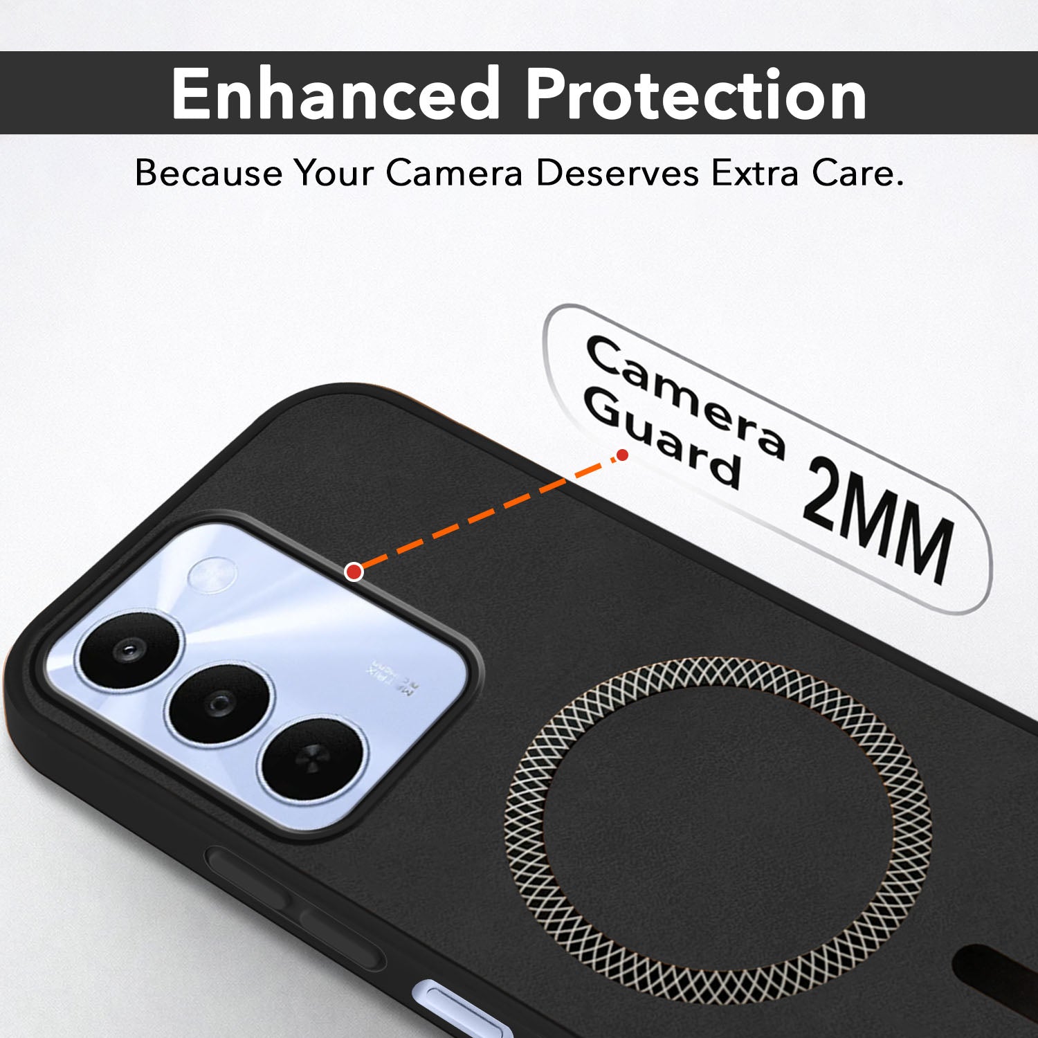 For Realme C83 5G Back Cover Case Leather Finish (MagSafe Compatible Wireless Charging | Soft Touch | Camera Bump Protection)