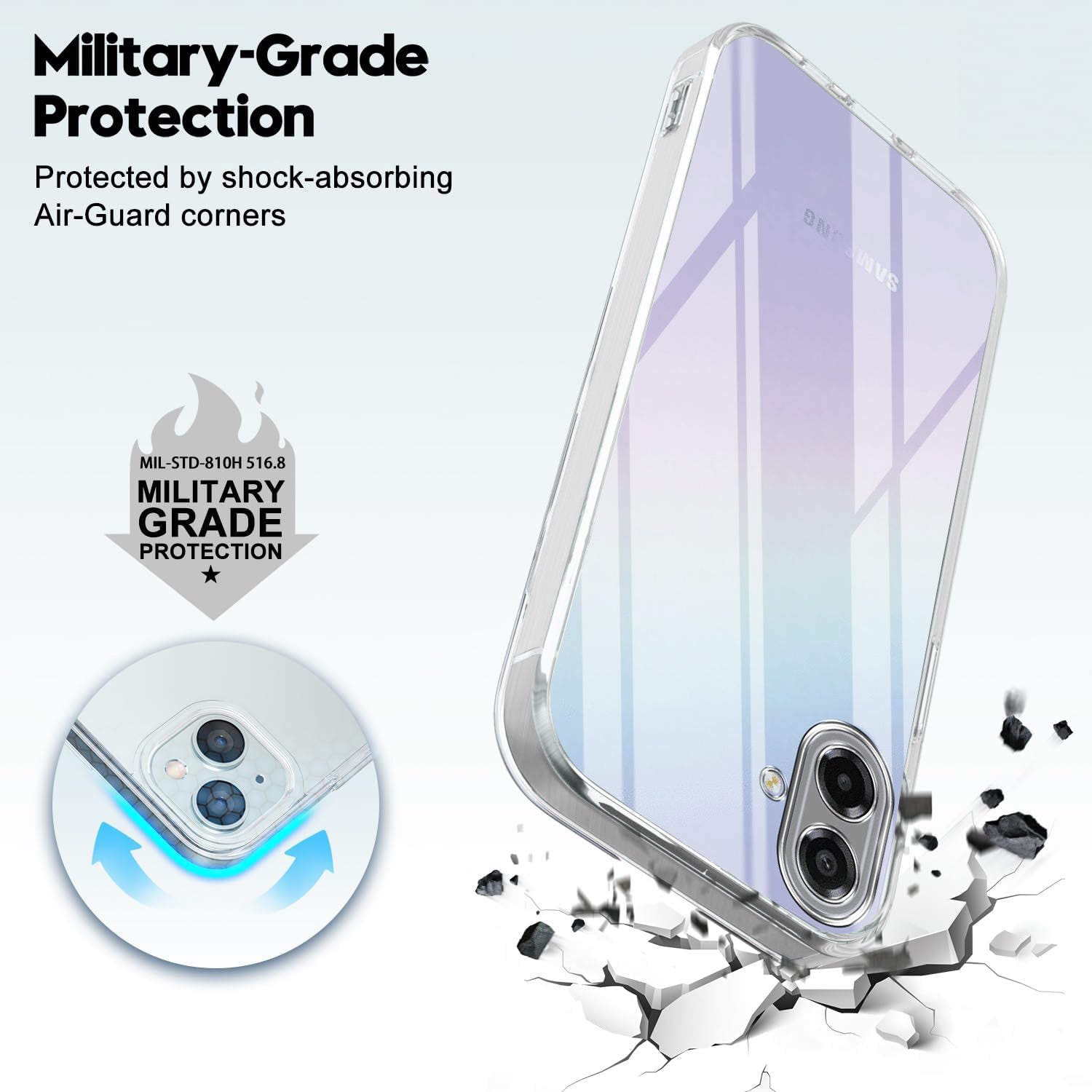 For Samsung Galaxy A07 | F70e 5G Back Cover Case Silicone (Clear Shockproof Case with Camera Protection | Soft and Flexible | Transparent)