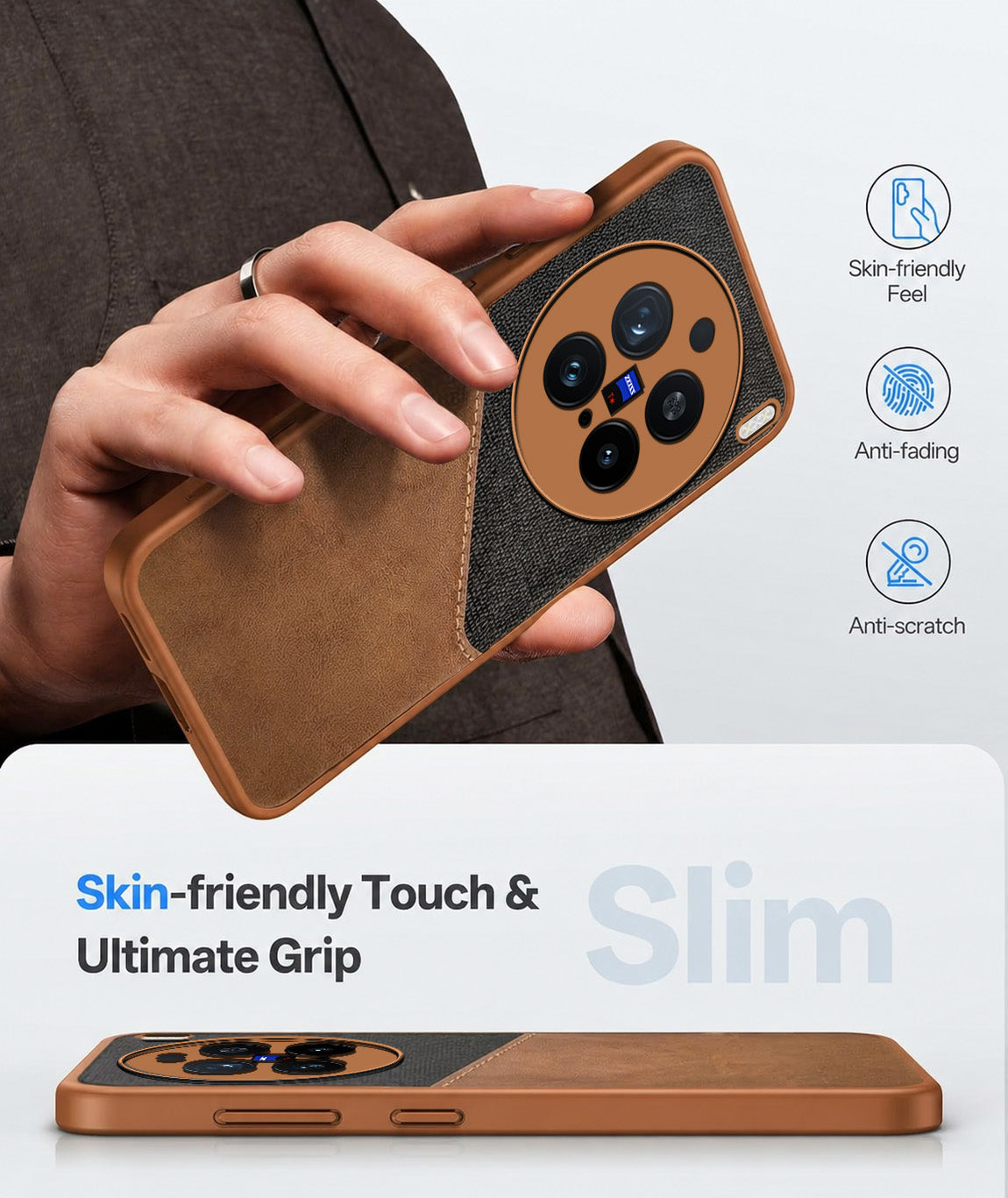 For Vivo X200 Pro Back Cover Case (Dual PU Leather Stitch | Professional Minimalist | Soft and Flexible)