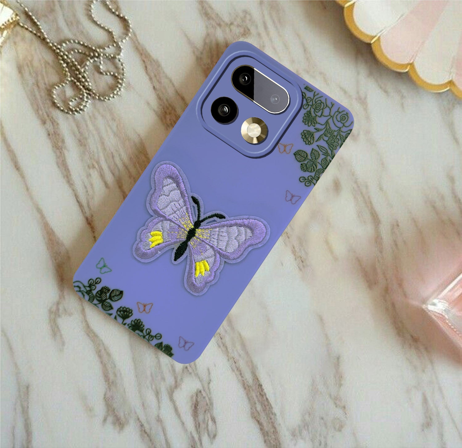 For Realme 16 Pro Plus 5G Back Cover Case (Soft Butterfly Embroidery | Women Teen Girls | Camera Protection| Matte Silicone)