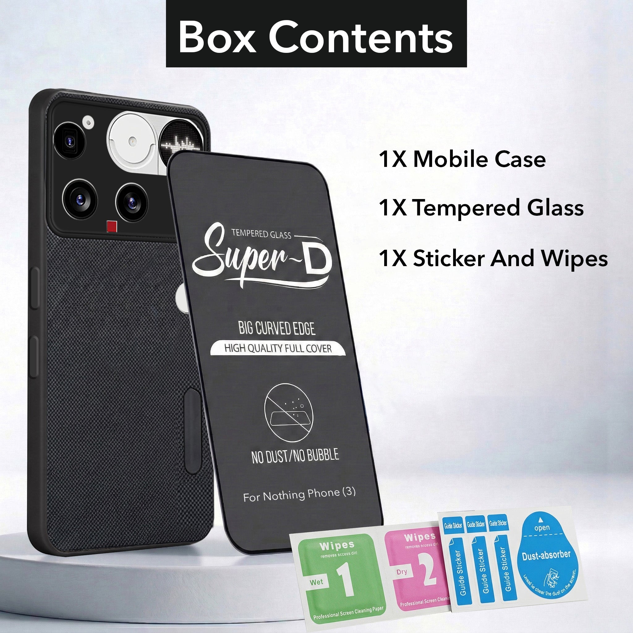 For Nothing Phone 3 Combo (Textured Grip Design | Micro-Fiber Cloth Inside | Oleophobic Coating Screen Glass)