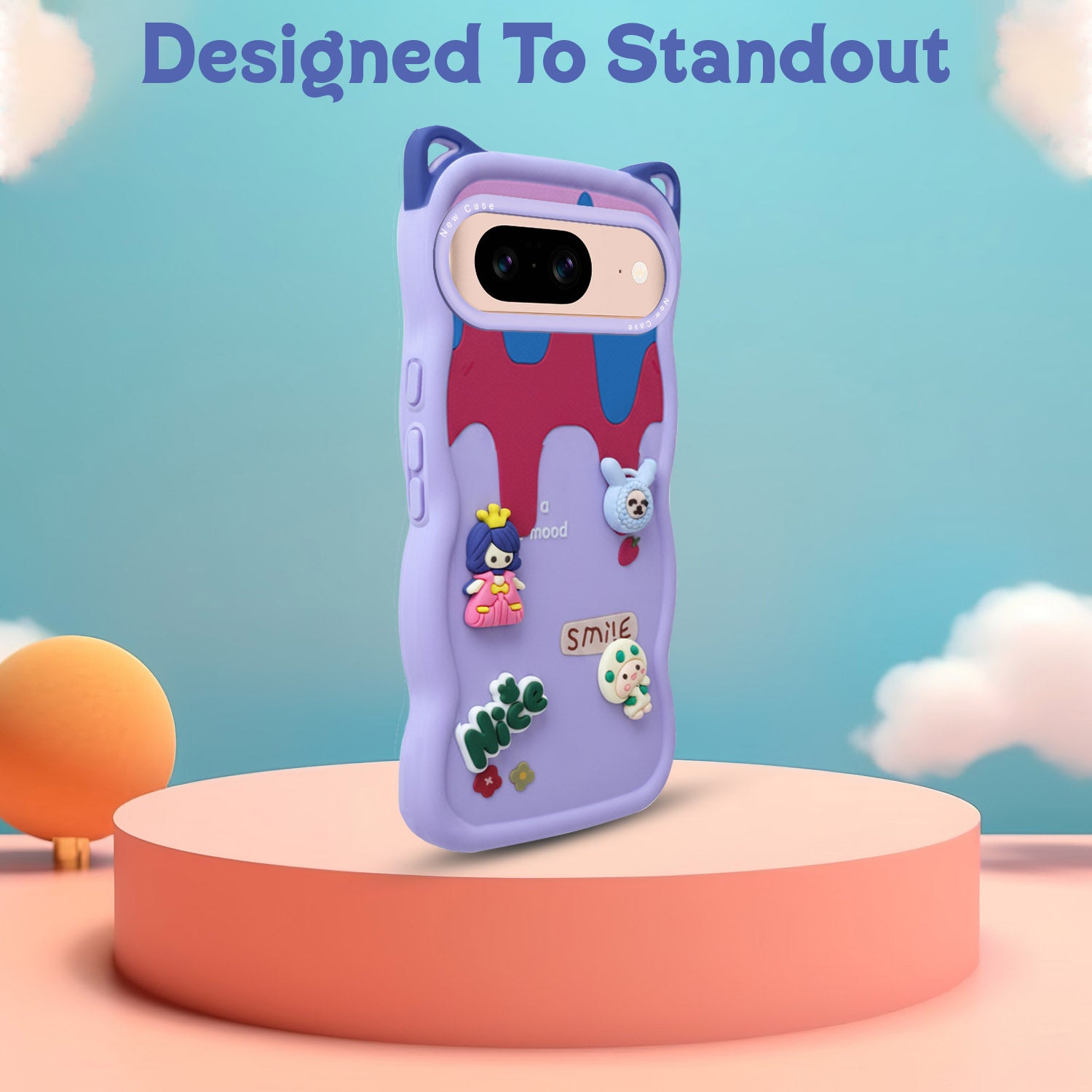 For Google Pixel 8 Back Case Cover Strap (3D Embossed Figures | Strap Holder | 360* Soft Cushion with Camera Bump)