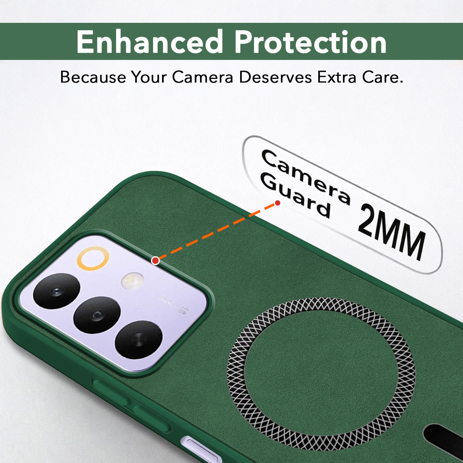 For Realme C85 5G | Realme Narzo 90x Back Cover Case Leather Finish (MagSafe Compatible Wireless Charging | Soft Touch | Camera Bump Protection)