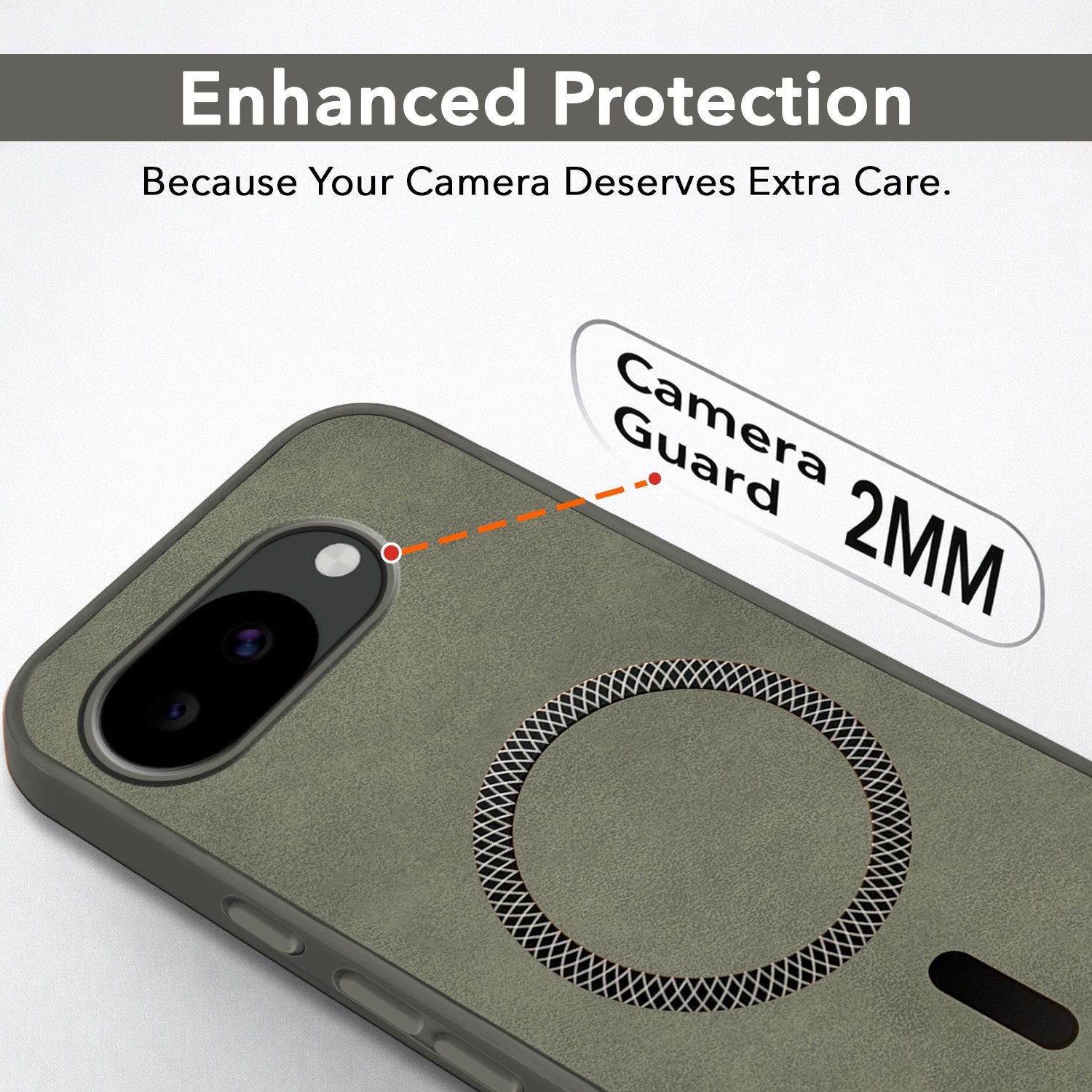For Google Pixel 10a Back Cover Case Leather Finish (MagSafe Compatible Wireless Charging | Soft Touch | Camera Bump Protection)