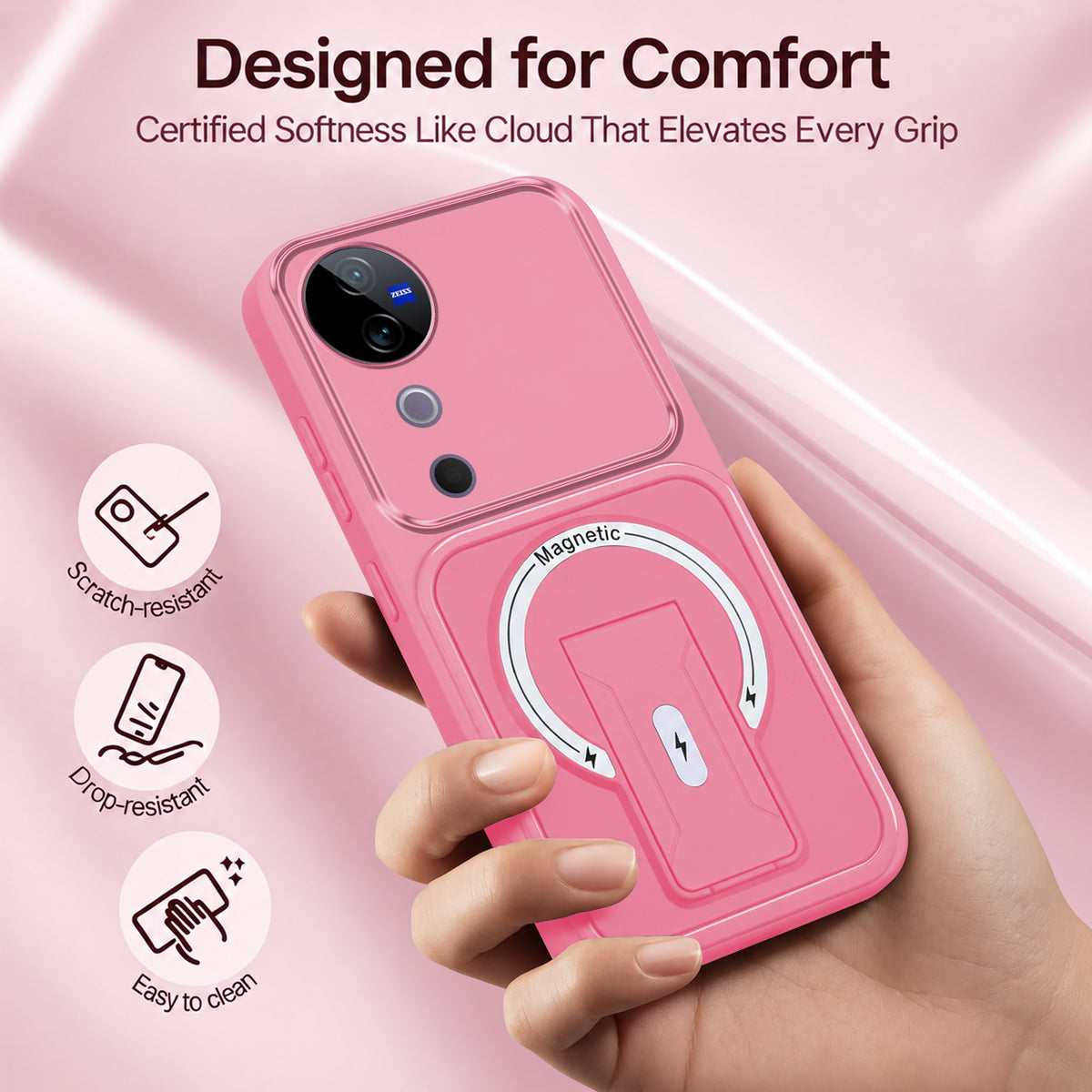 For Vivo V40 | Vivo V40 Pro 5G Back Case Cover Metallic (Hybrid Armor Kickstand | MagSafe Compatible | Camera Protection Shockproof)