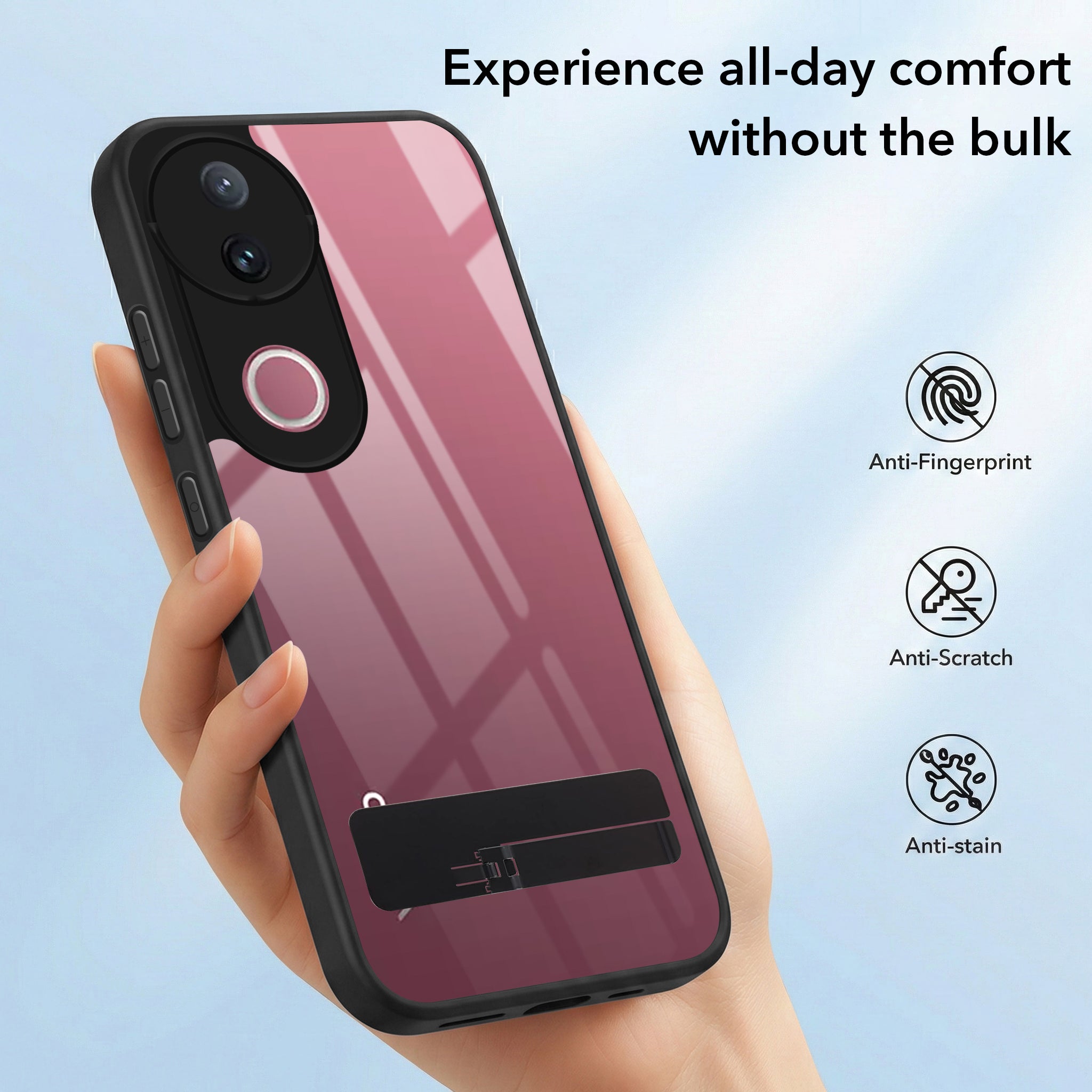 For Vivo V50 | Vivo V50e Back Cover Case (Built-in Stand | Lifetime Anti Yellow | Kickstand Shockproof | Camera Protection | MagSafe Compatible)