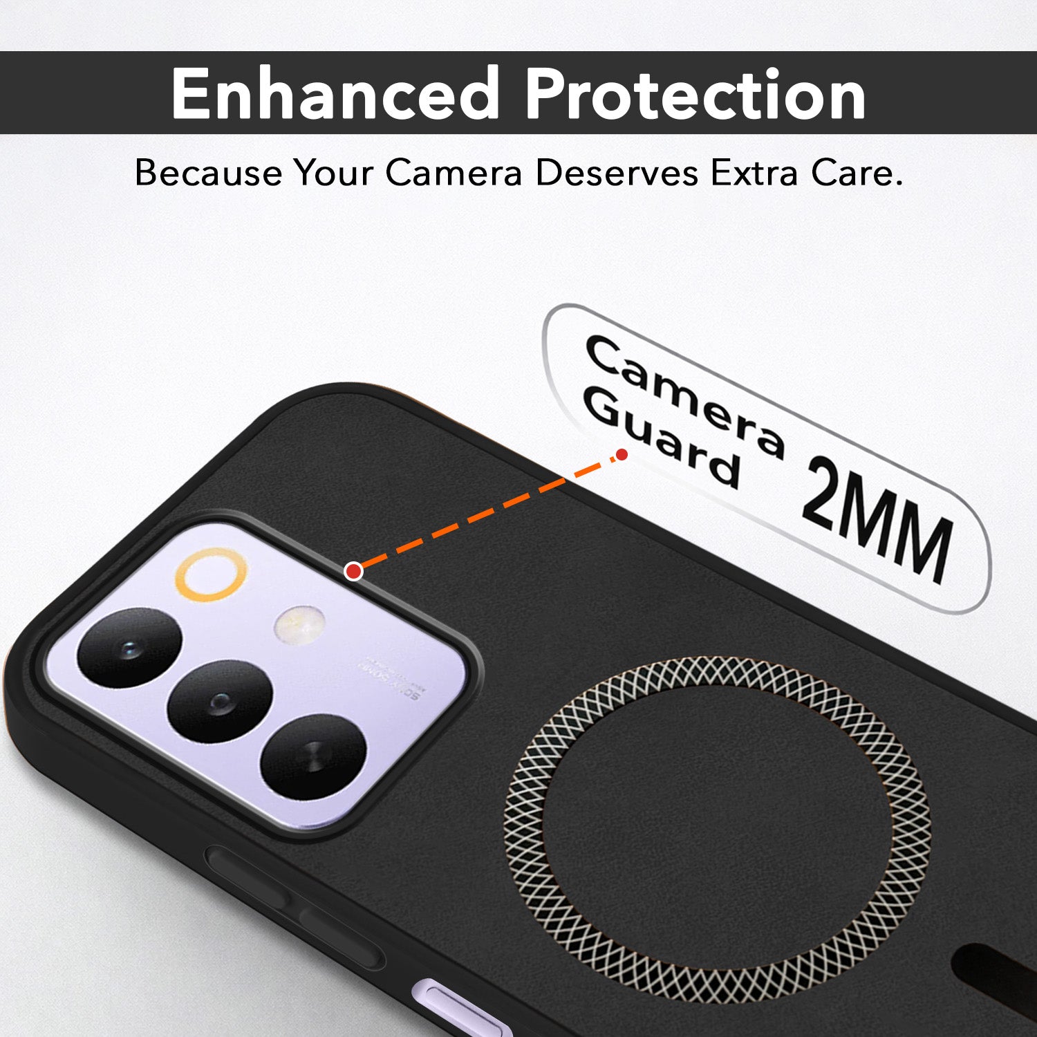 For Realme C85 5G | Realme Narzo 90x Back Cover Case Leather Finish (MagSafe Compatible Wireless Charging | Soft Touch | Camera Bump Protection)