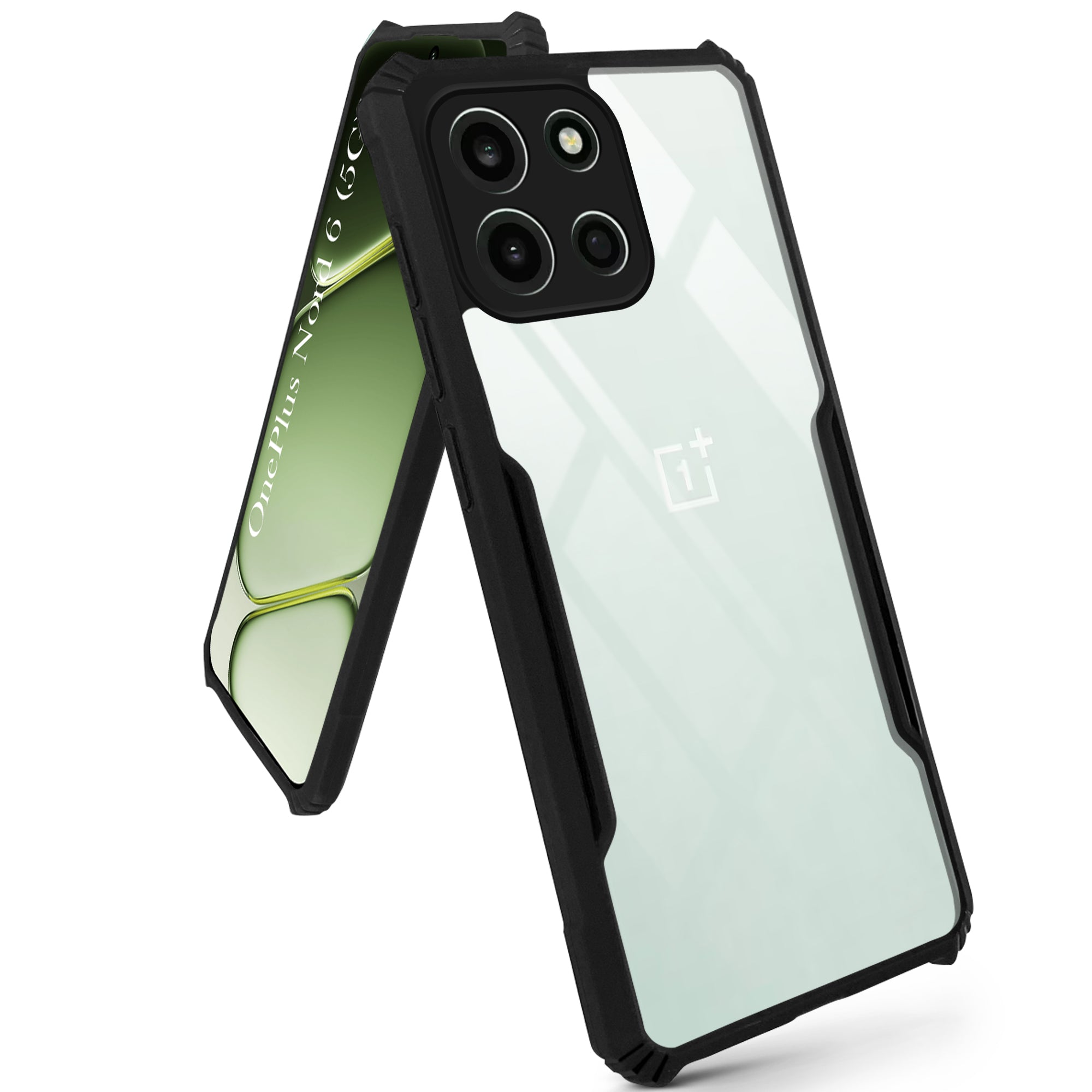 For OnePlus Nord 6 Back Cover Case Hybrid (Shockproof with Polycarbonate Clear Panel | Professional Black)