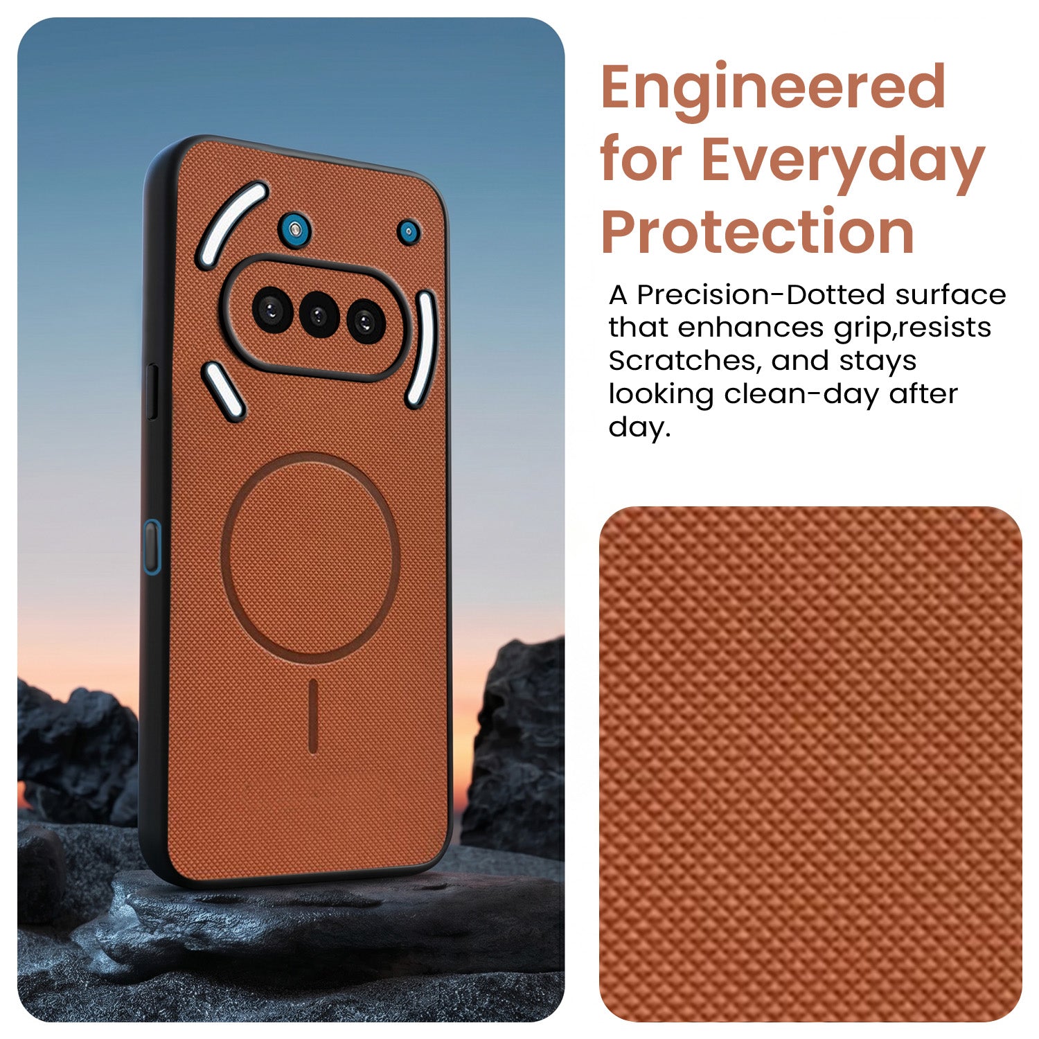 For Nothing Phone 3A Back Cover Case PU Leather (Texture Grip Design | Professional Minimalist | Camera Protection | Soft and Flexible)