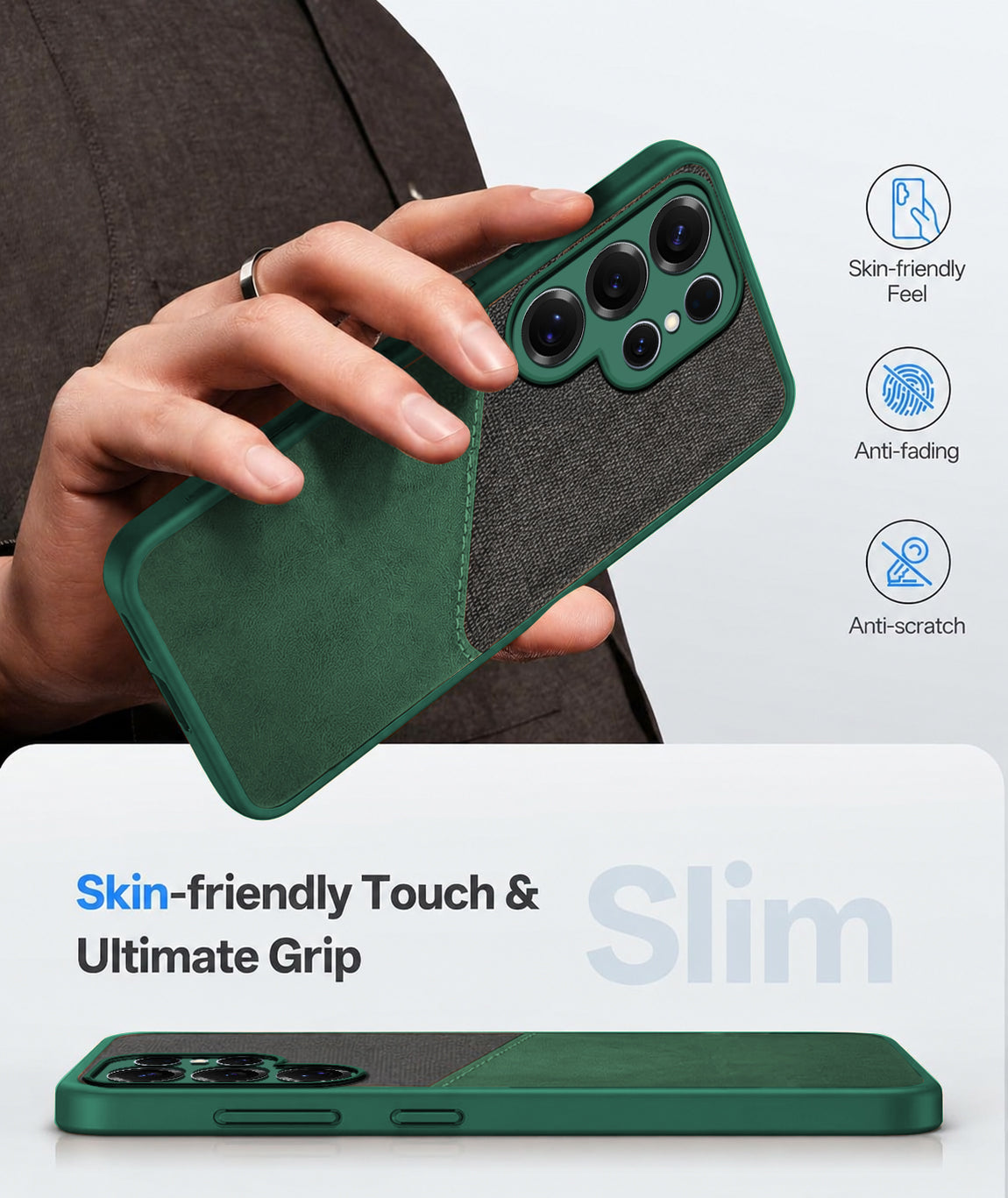 For Samsung Galaxy S25 Ultra Back Cover Case (Dual PU Leather Stitch | Professional Minimalist | Soft and Flexible)
