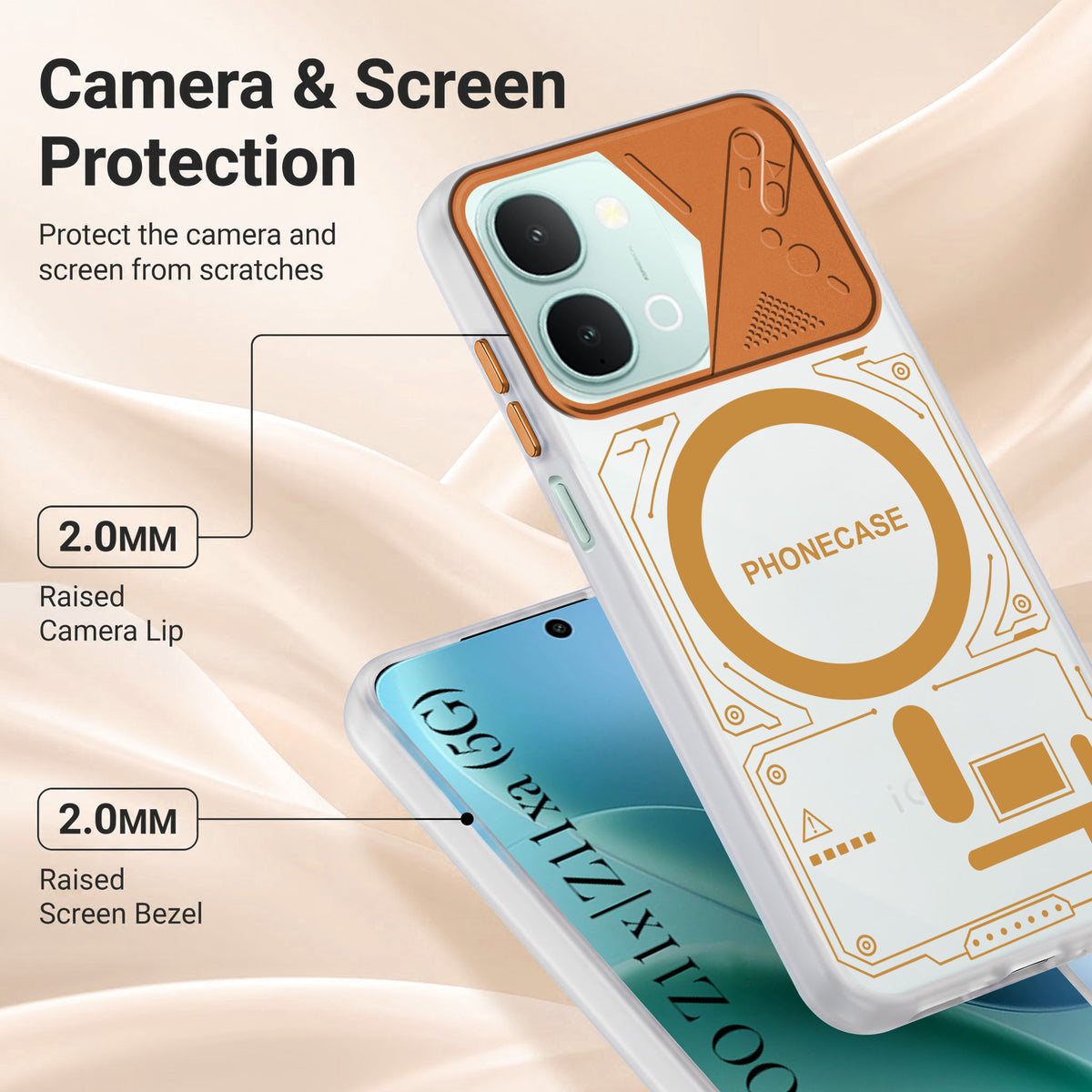 For Vivo iQOO Z11x 5G Metallic Back Cover Case (Metallic Camera Protection & Buttons | Translucent Milky Shade | Hard Polycarbonate)