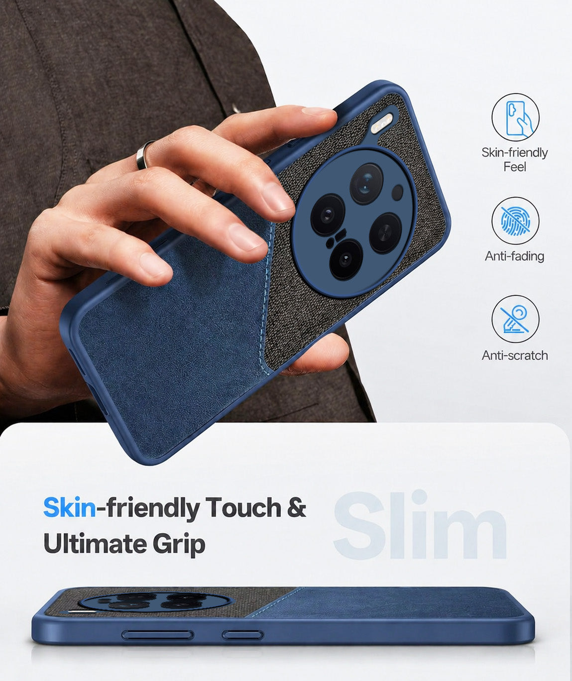 For Vivo X300 Pro Back Cover Case (Dual PU Leather Stitch | Professional Minimalist | Soft and Flexible)